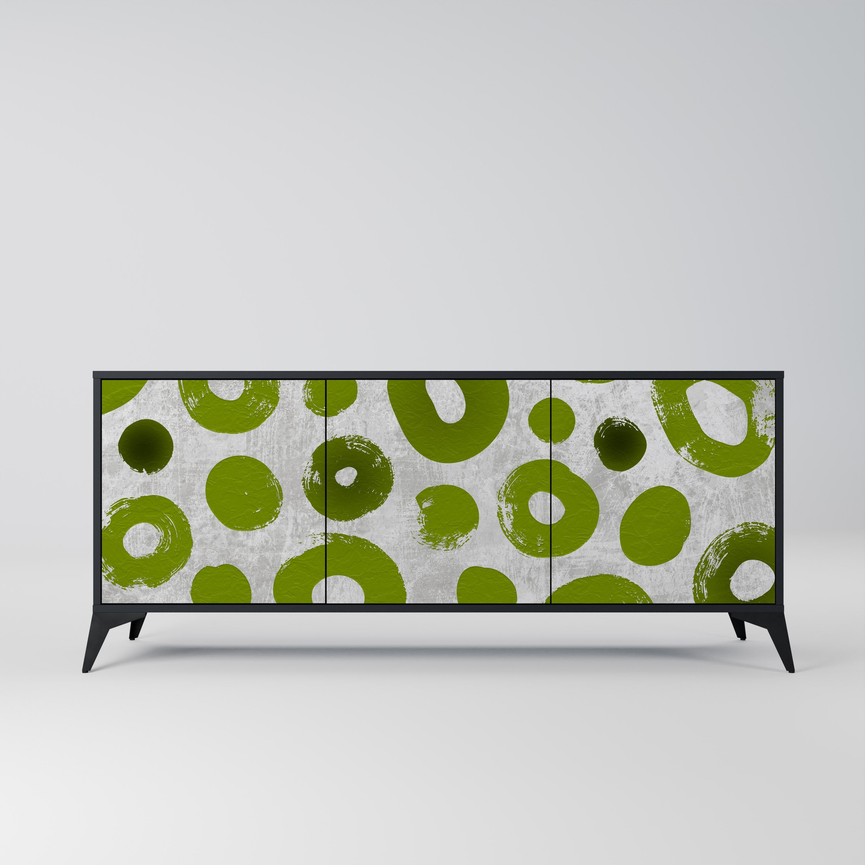 GREEN RHAPSODY Aparador de 3 Portas em Acabamento Preto