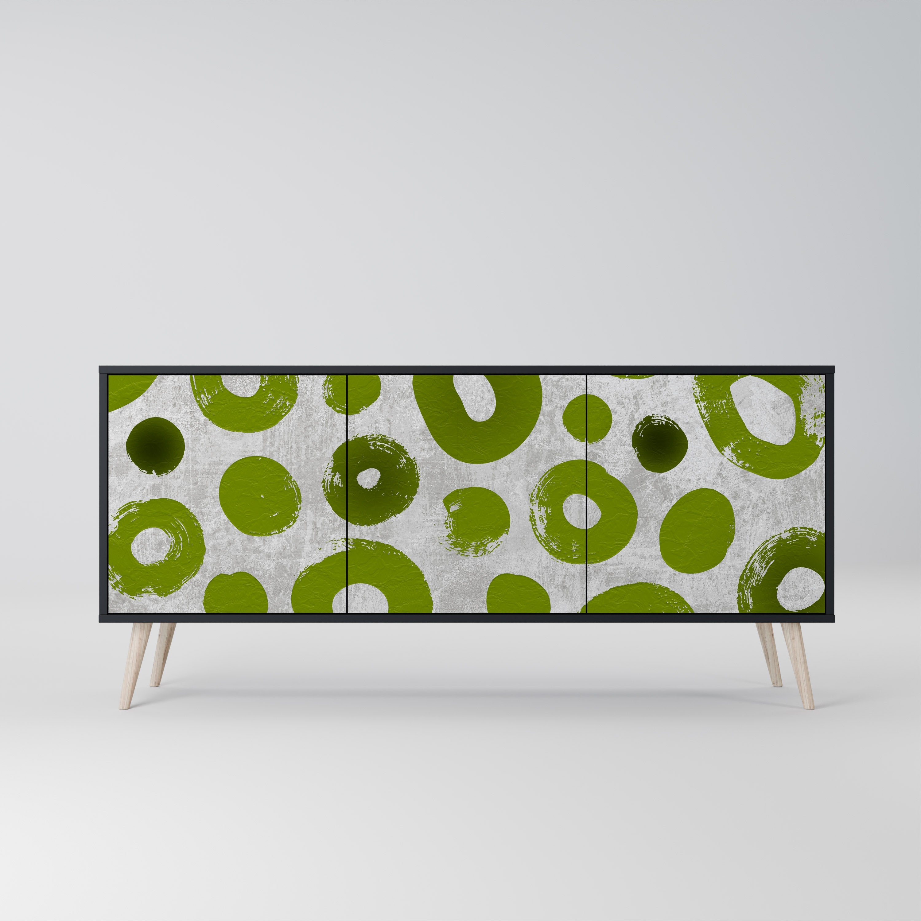 GREEN RHAPSODY Aparador de 3 Portas em Acabamento Preto