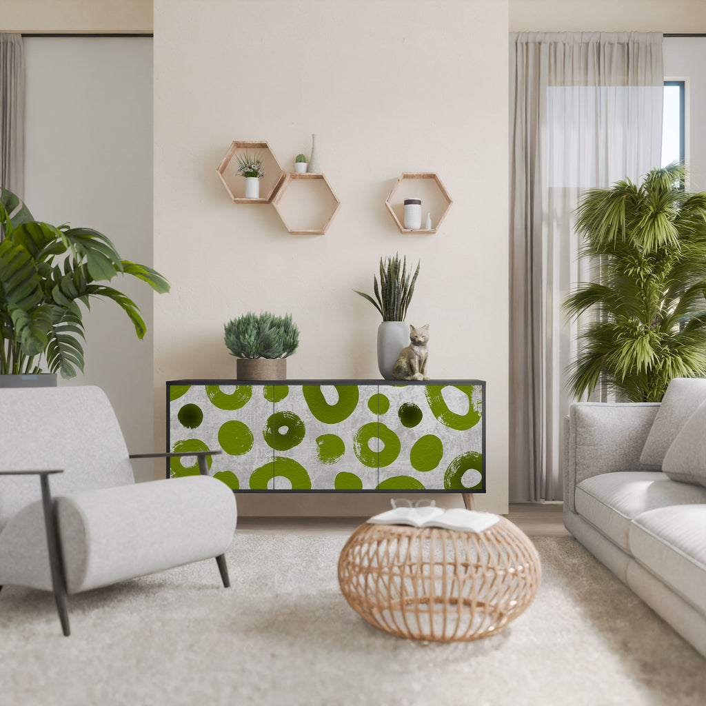 GREEN RHAPSODY Aparador de 3 Portas em Acabamento Preto