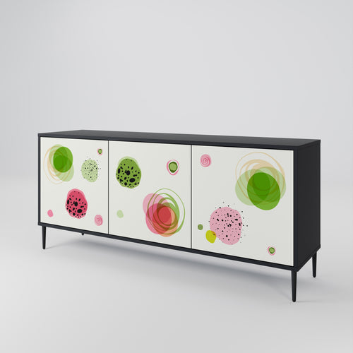 COLORFUL COSMOS 3-Door Sideboard in Black Finish