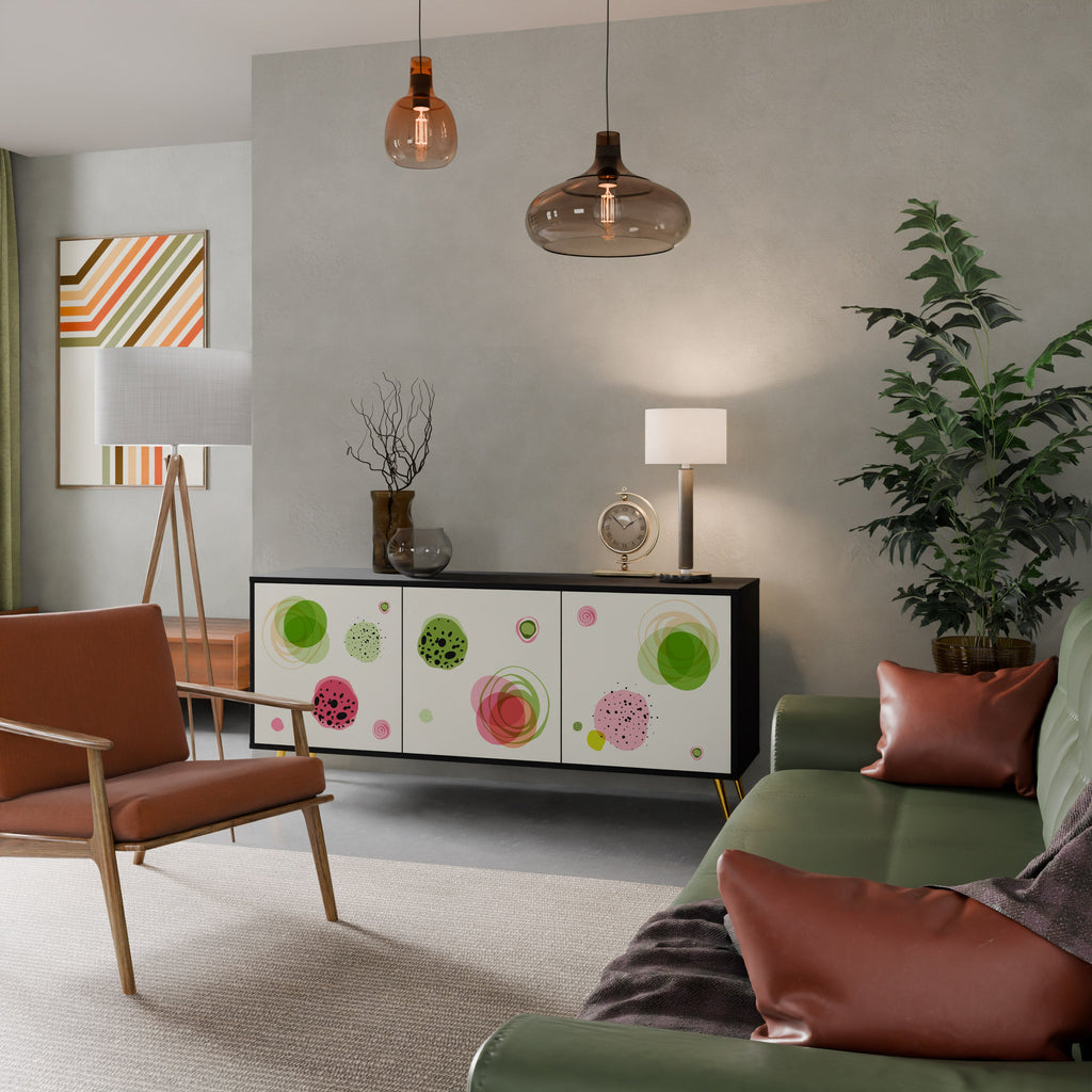 COLORFUL COSMOS Aparador de 3 Portas em Acabamento Preto