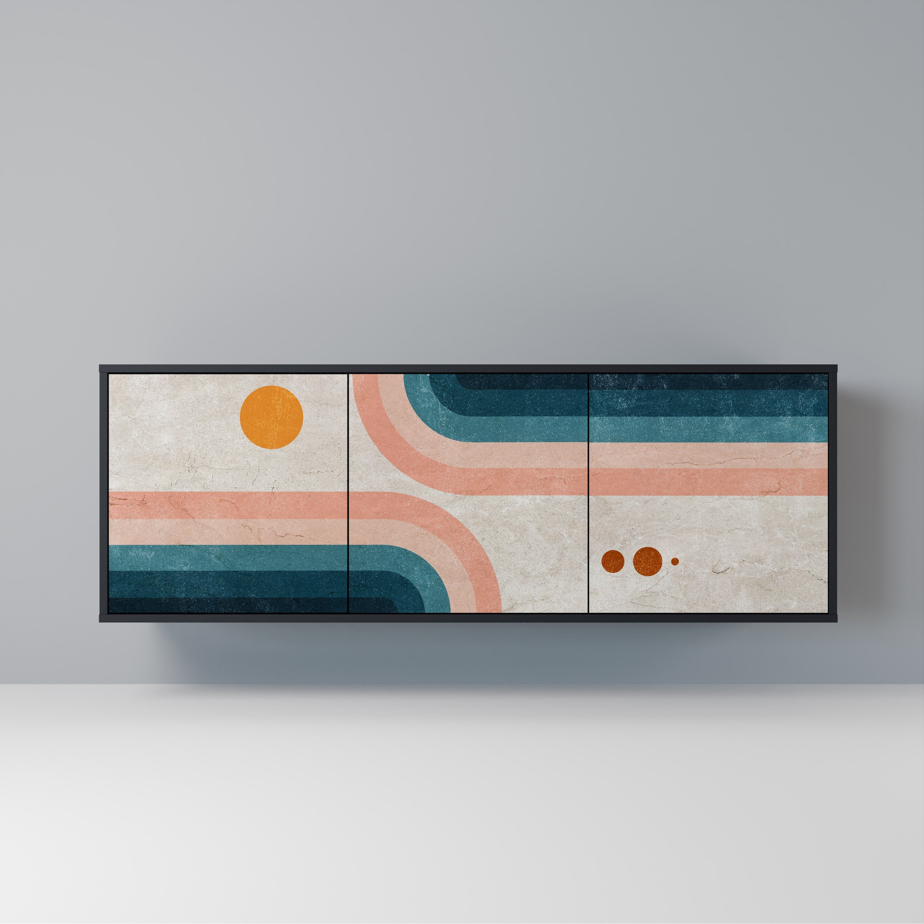 TWO HALVES Aparador de 3 Portas em Acabamento Preto