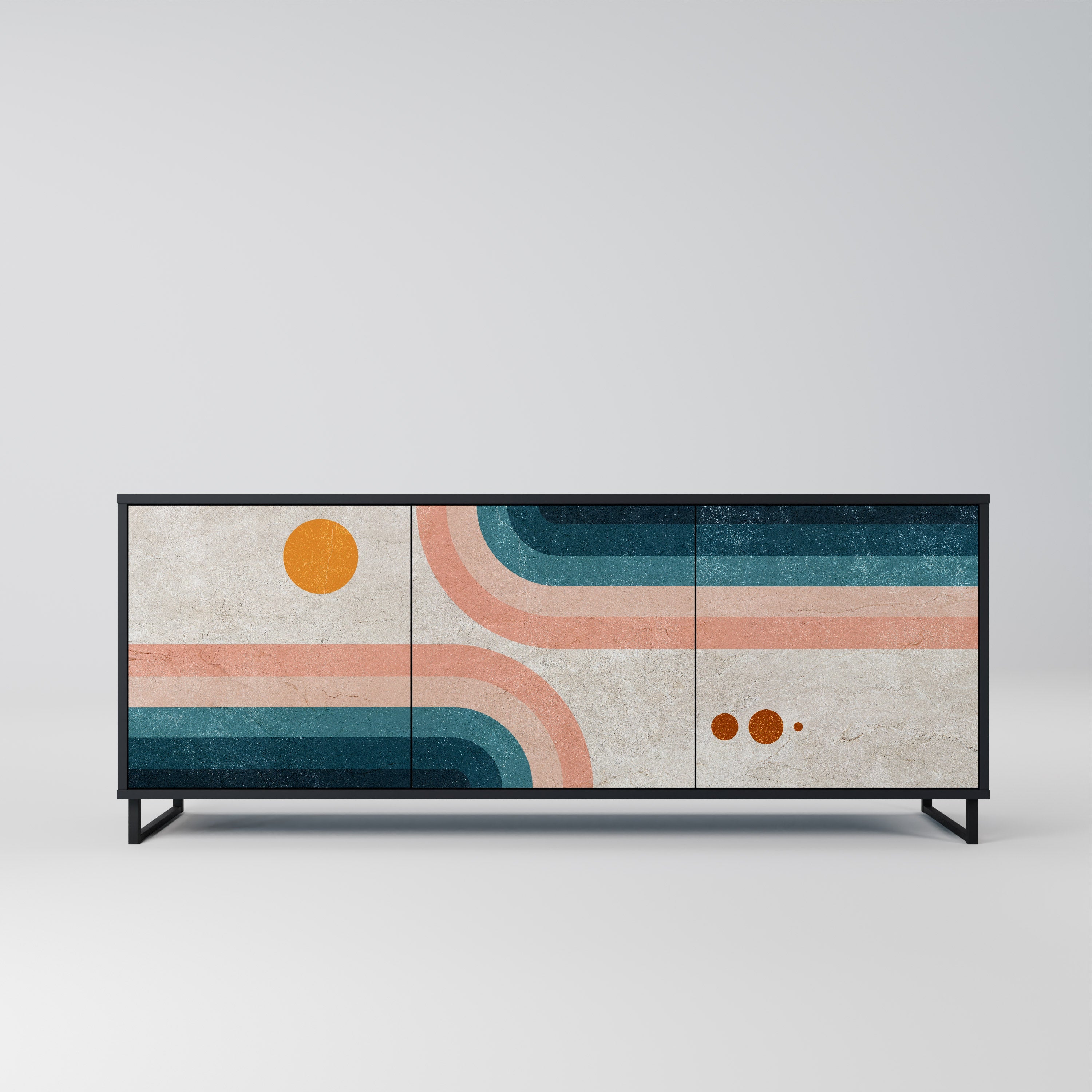 TWO HALVES Aparador de 3 Portas em Acabamento Preto