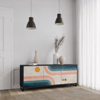 TWO HALVES 3-Door Sideboard in Black Finish