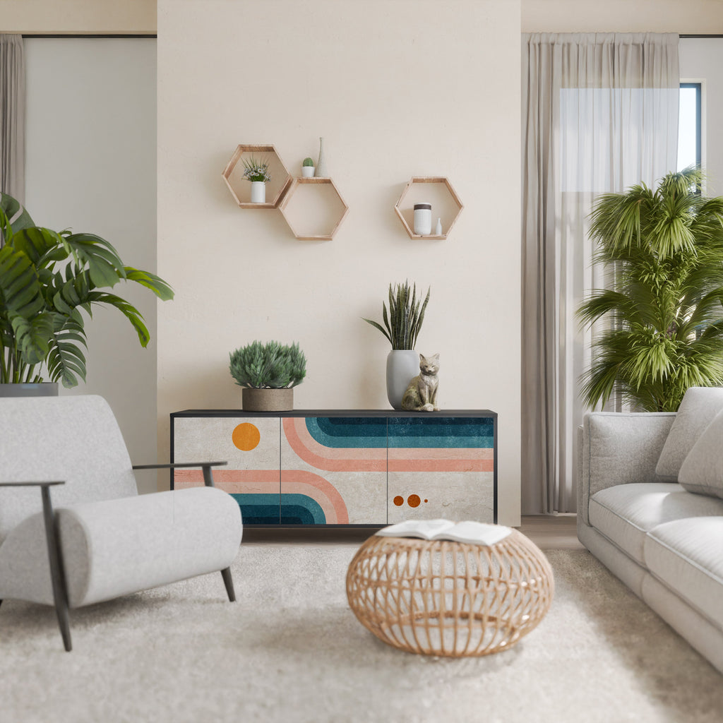 TWO HALVES 3-Door Sideboard in Black Finish