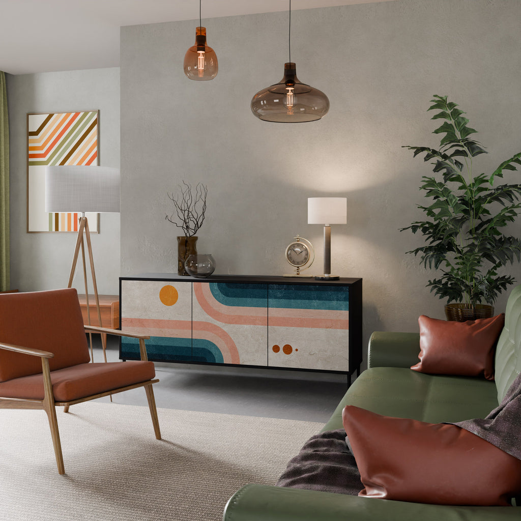 TWO HALVES 3-Door Sideboard in Black Finish