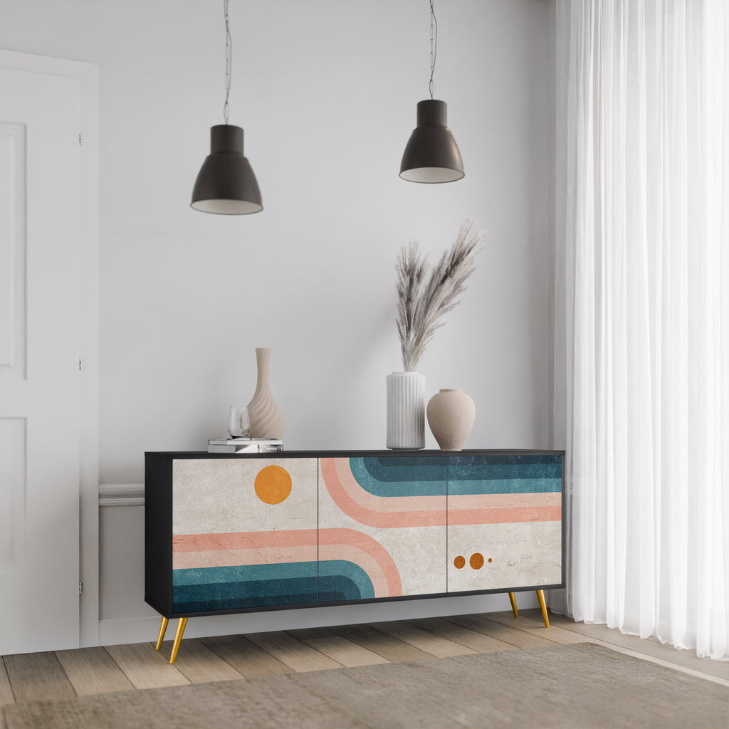 TWO HALVES 3-Door Sideboard in Black Finish