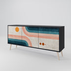 TWO HALVES 3-Door Sideboard in Black Finish