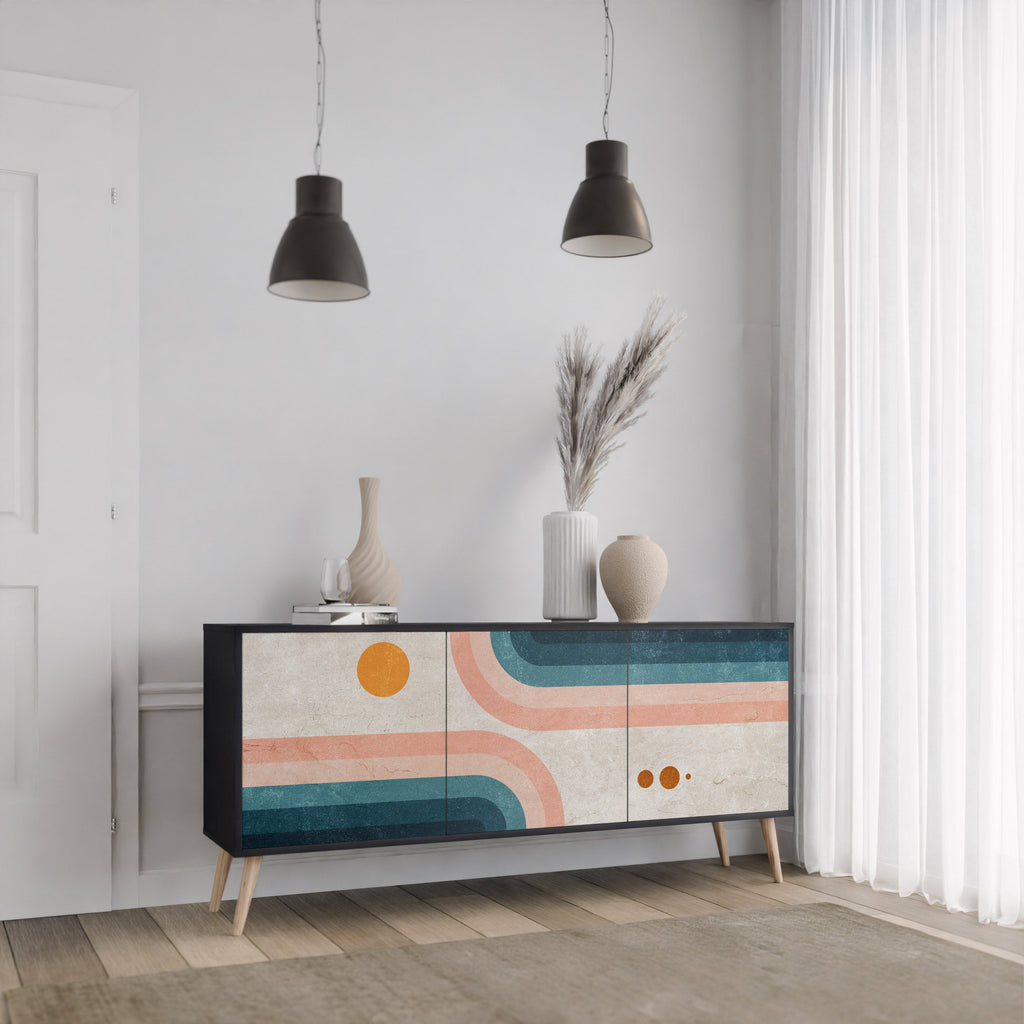 TWO HALVES 3-Door Sideboard in Black Finish