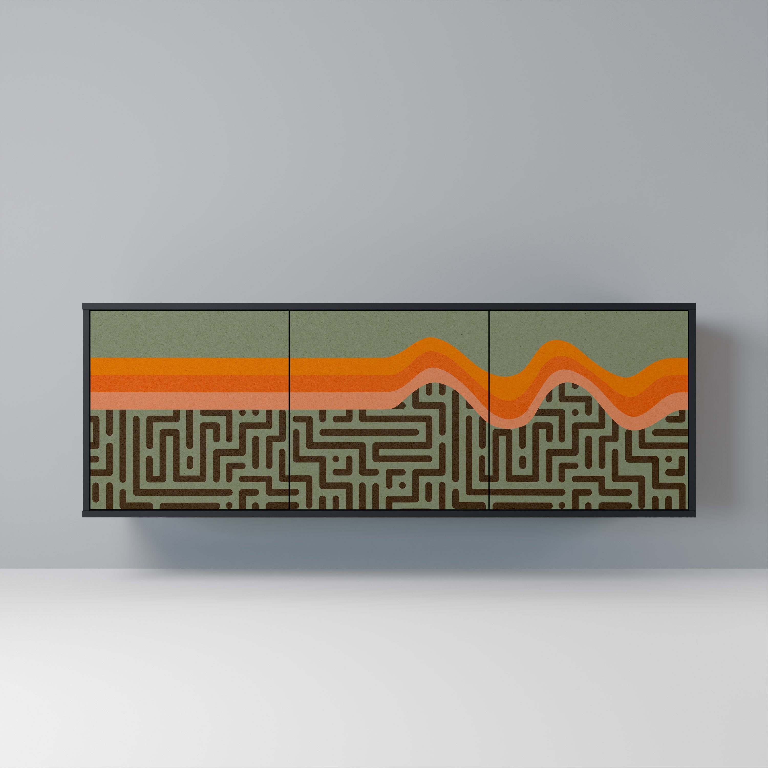 SIMPLE SOLUTIONS Aparador de 3 Portas em Acabamento Preto