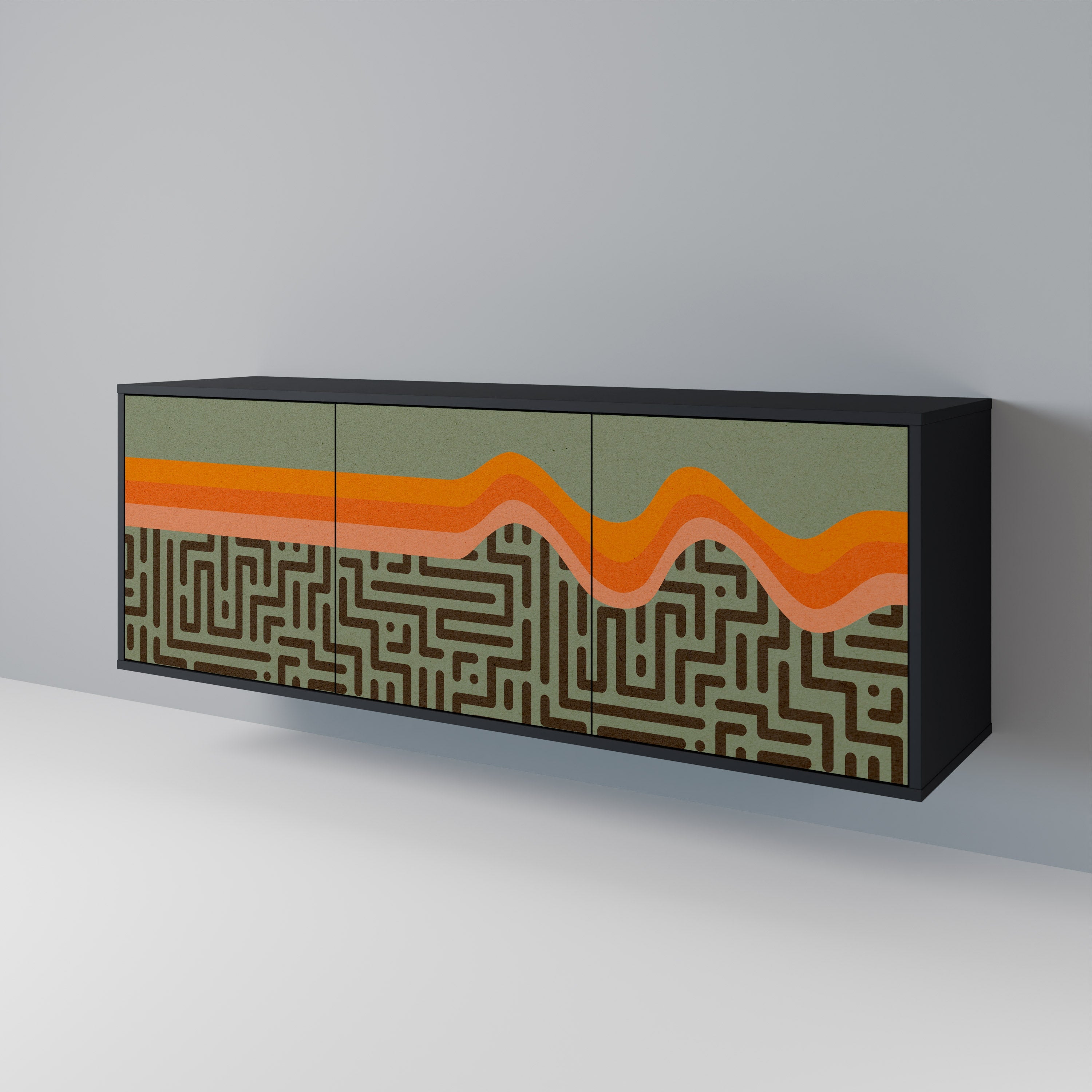 SIMPLE SOLUTIONS 3-Door Sideboard in Black Finish