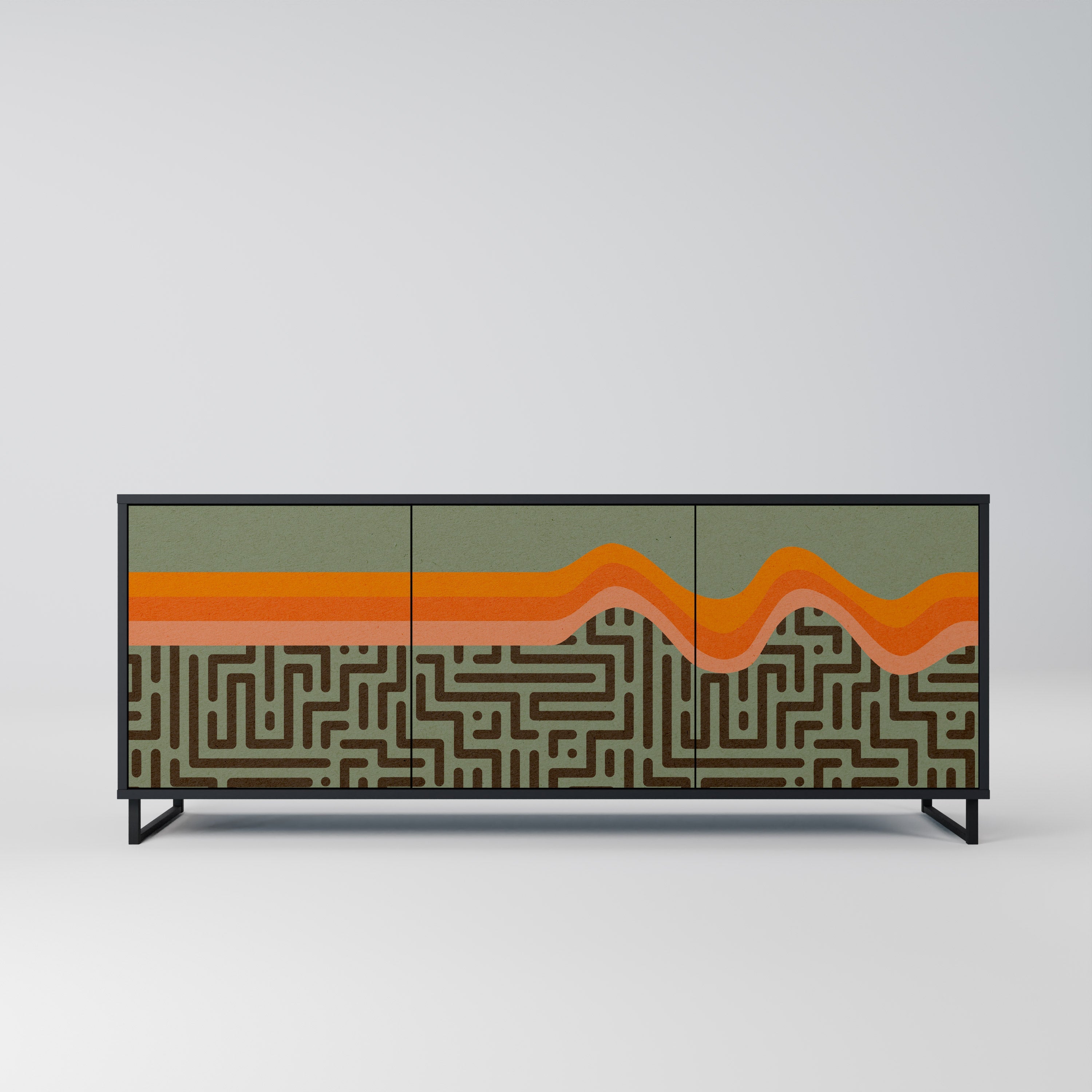 SIMPLE SOLUTIONS Aparador de 3 Portas em Acabamento Preto