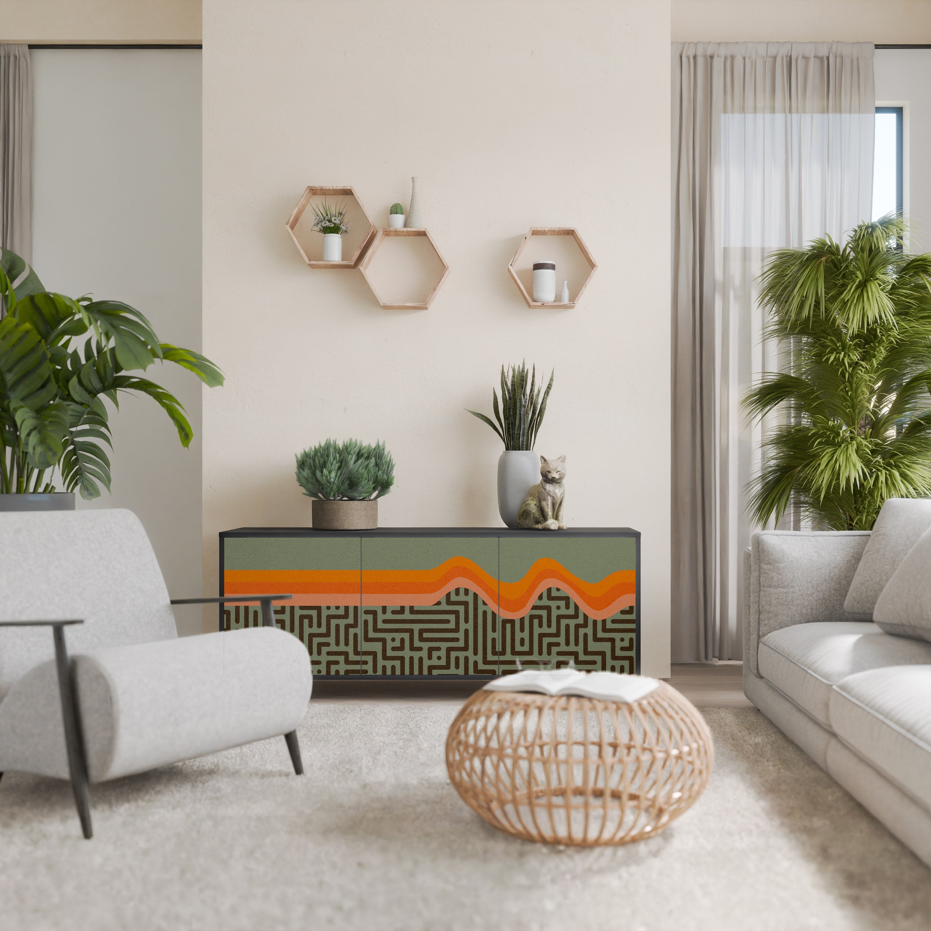 SIMPLE SOLUTIONS 3-Door Sideboard in Black Finish