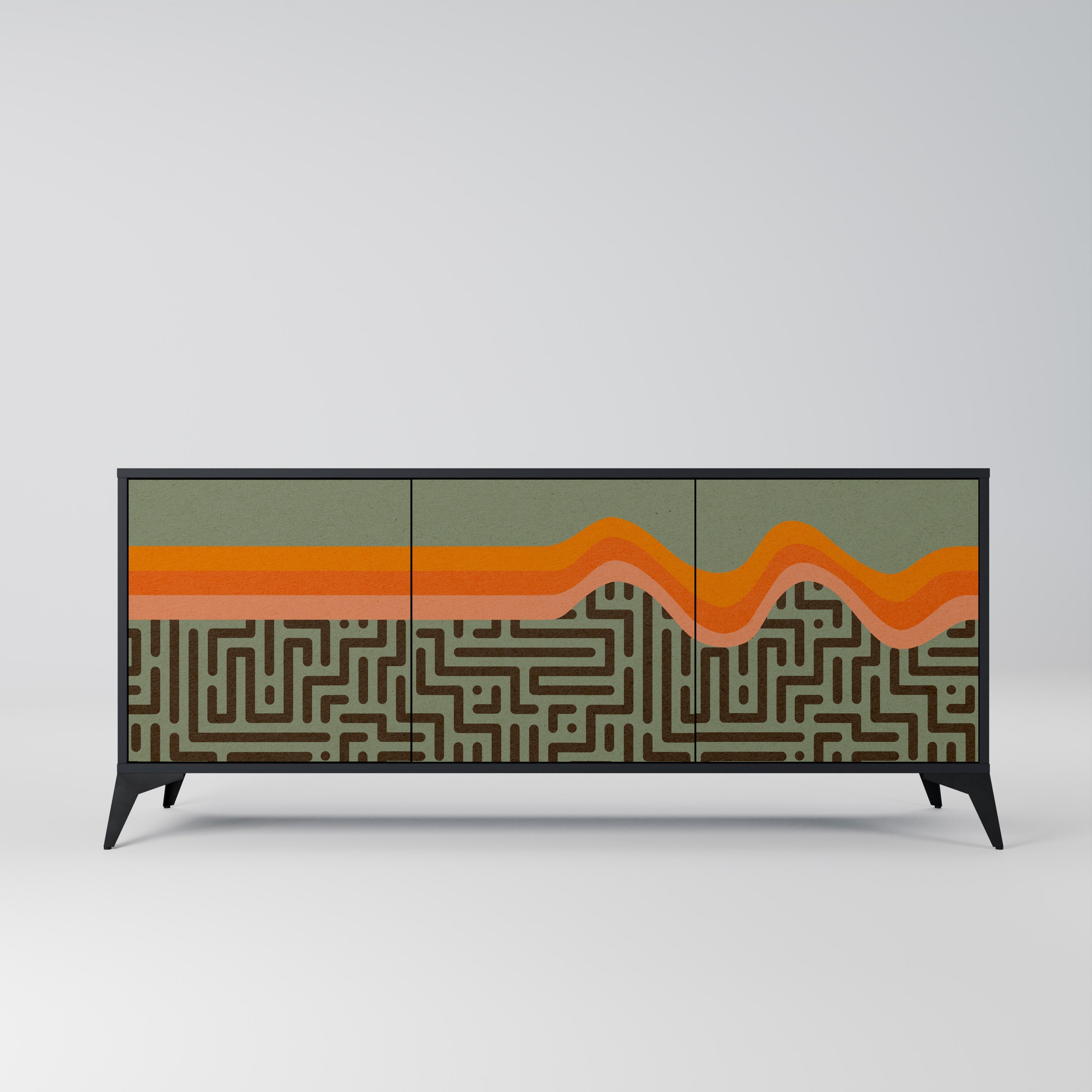 SIMPLE SOLUTIONS Aparador de 3 Portas em Acabamento Preto