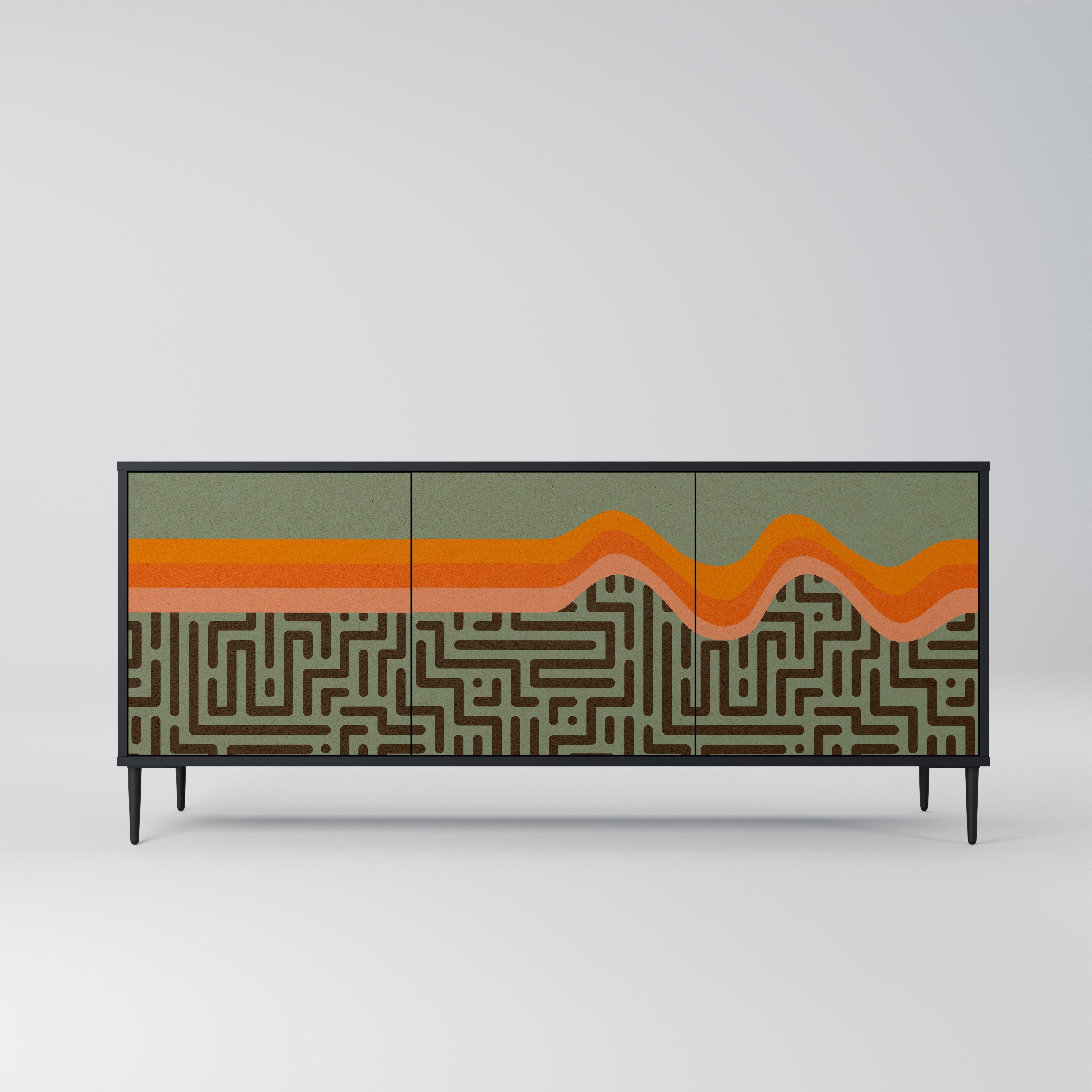 SIMPLE SOLUTIONS Aparador de 3 Portas em Acabamento Preto