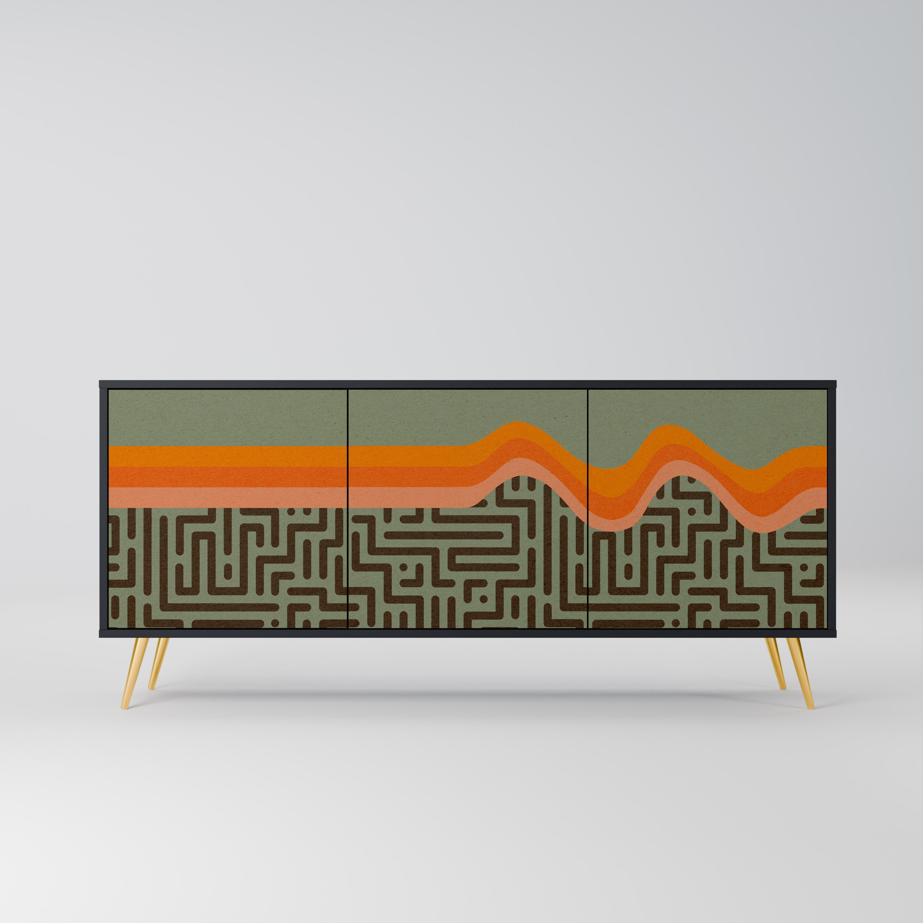 SIMPLE SOLUTIONS Aparador de 3 Portas em Acabamento Preto