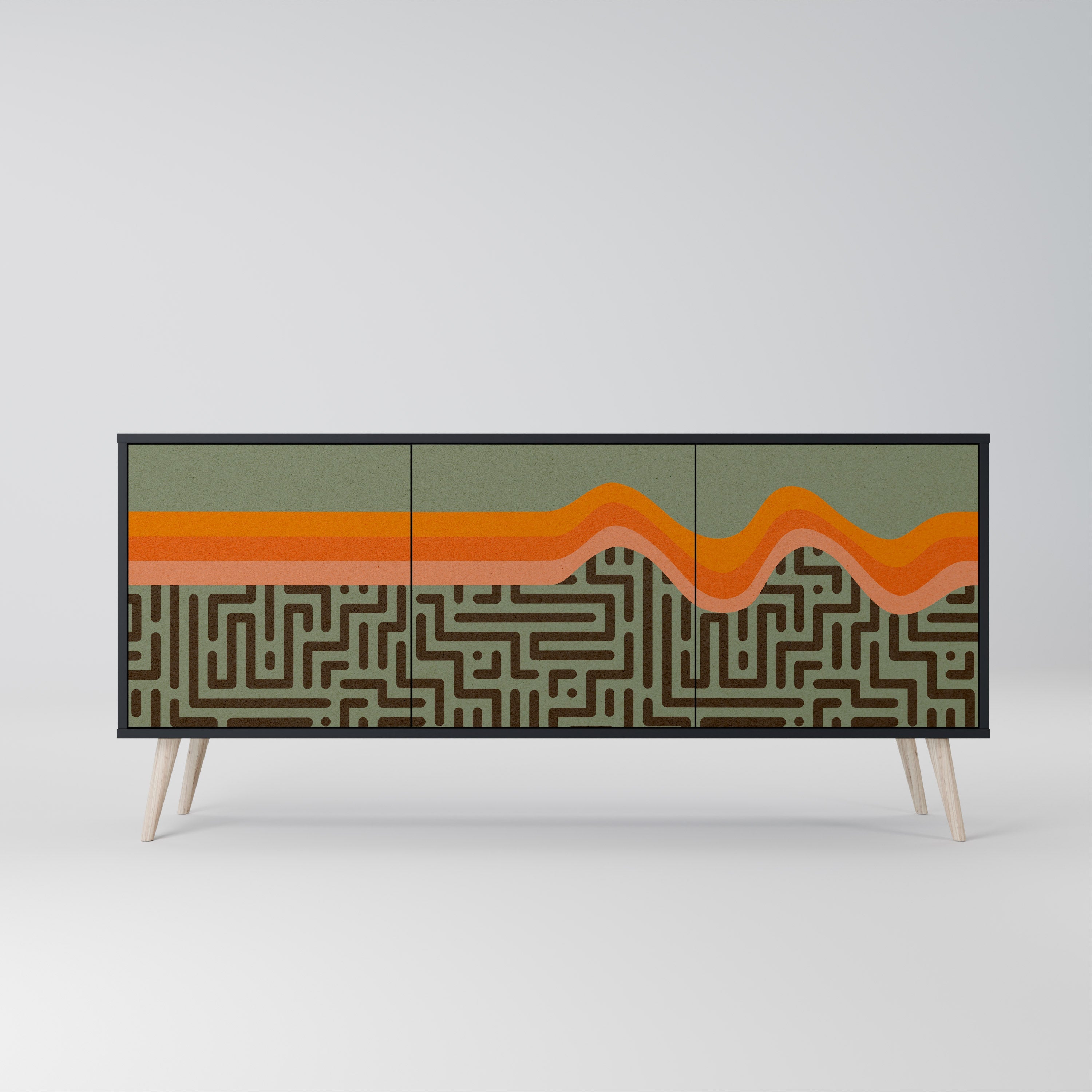 SIMPLE SOLUTIONS Aparador de 3 Portas em Acabamento Preto