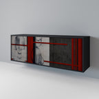 GRAY FIGURES Aparador de 3 Portas em Acabamento Preto