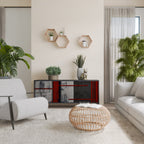 GRAY FIGURES Aparador de 3 Portas em Acabamento Preto