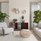 GRAY FIGURES Aparador de 3 Portas em Acabamento Preto