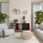 GRAY FIGURES Aparador de 3 Portas em Acabamento Preto