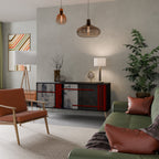 GRAY FIGURES Aparador de 3 Portas em Acabamento Preto