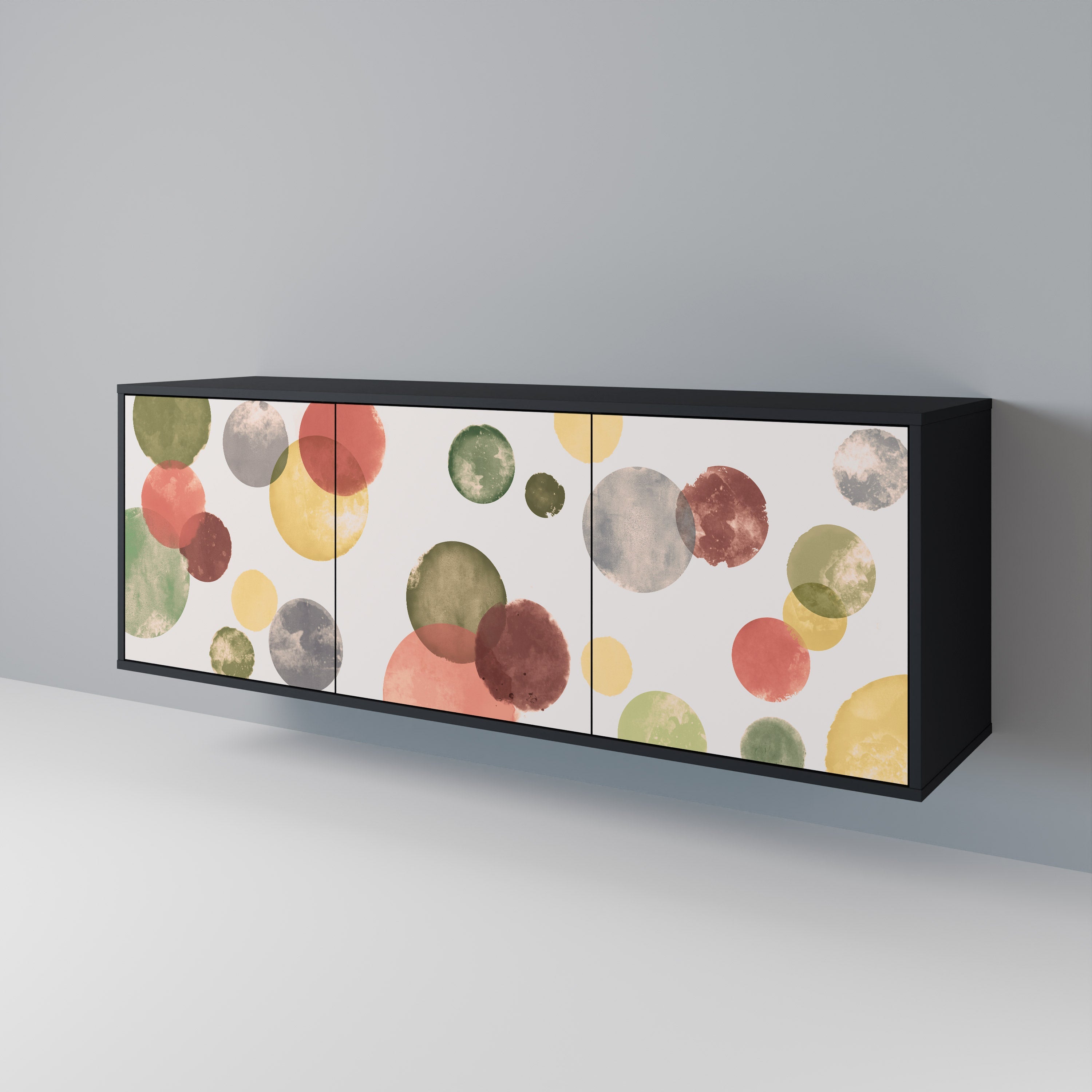 FLEETING HAPPINESS Aparador de 3 Portas em Acabamento Preto