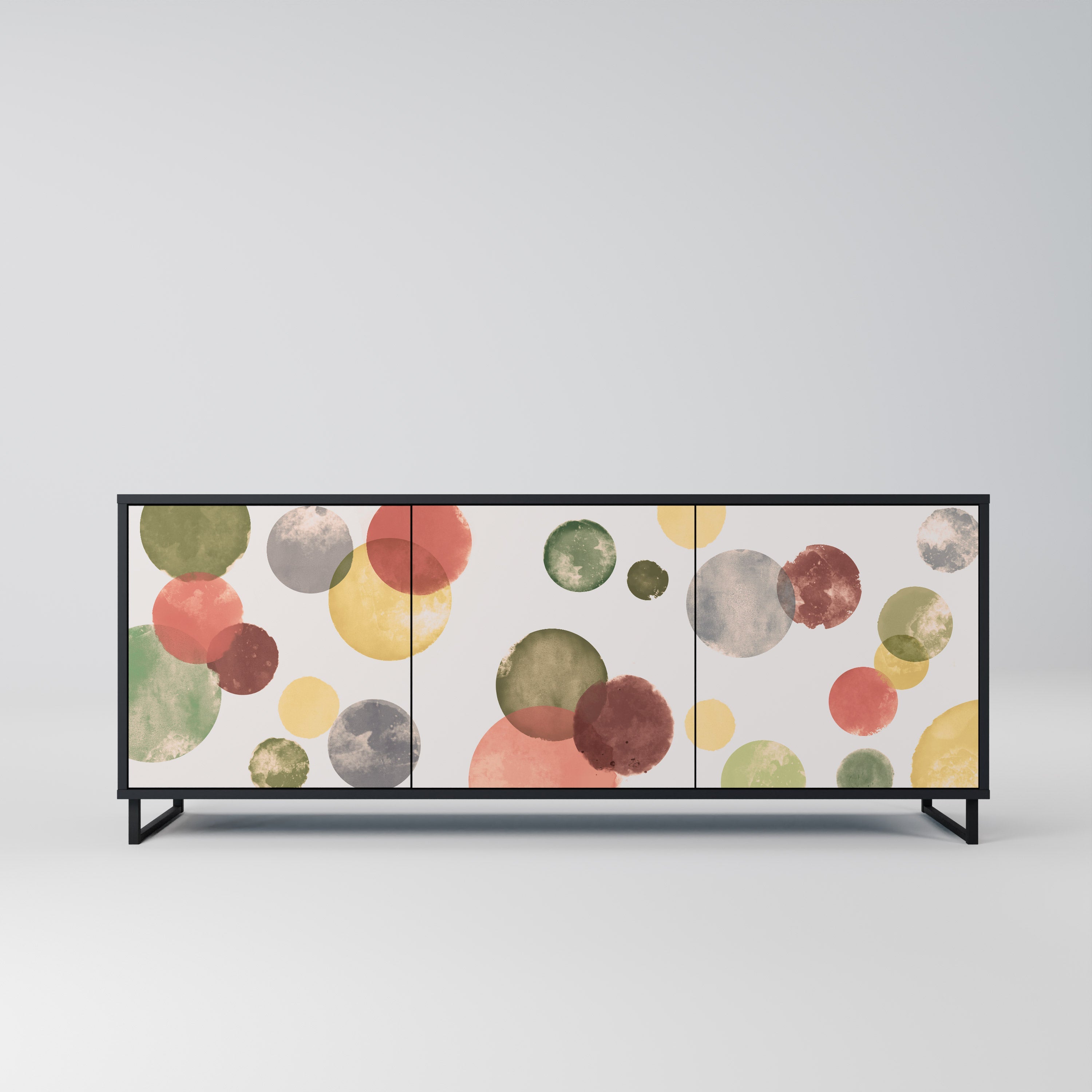 FLEETING HAPPINESS Aparador de 3 Portas em Acabamento Preto