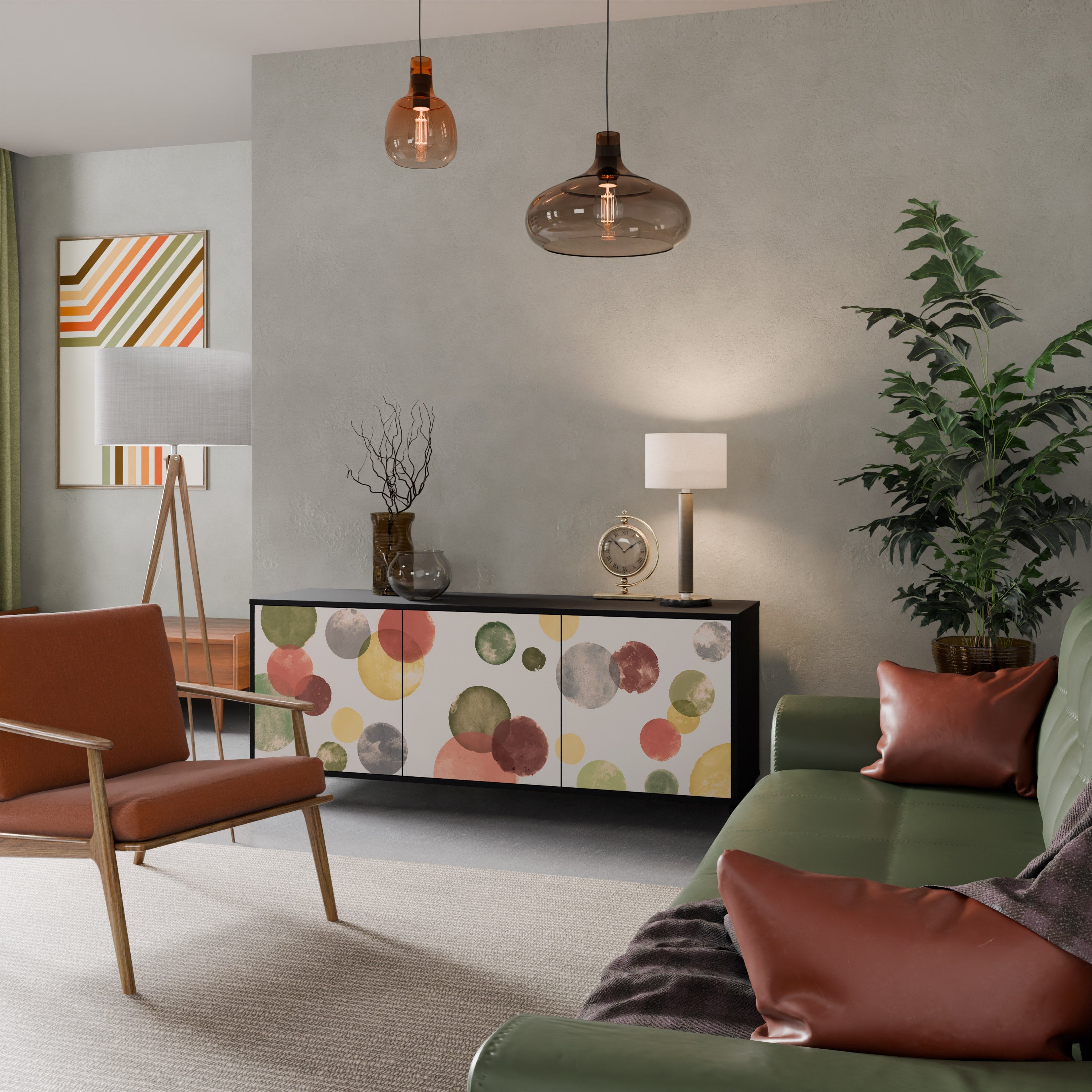 FLEETING HAPPINESS Aparador de 3 Portas em Acabamento Preto