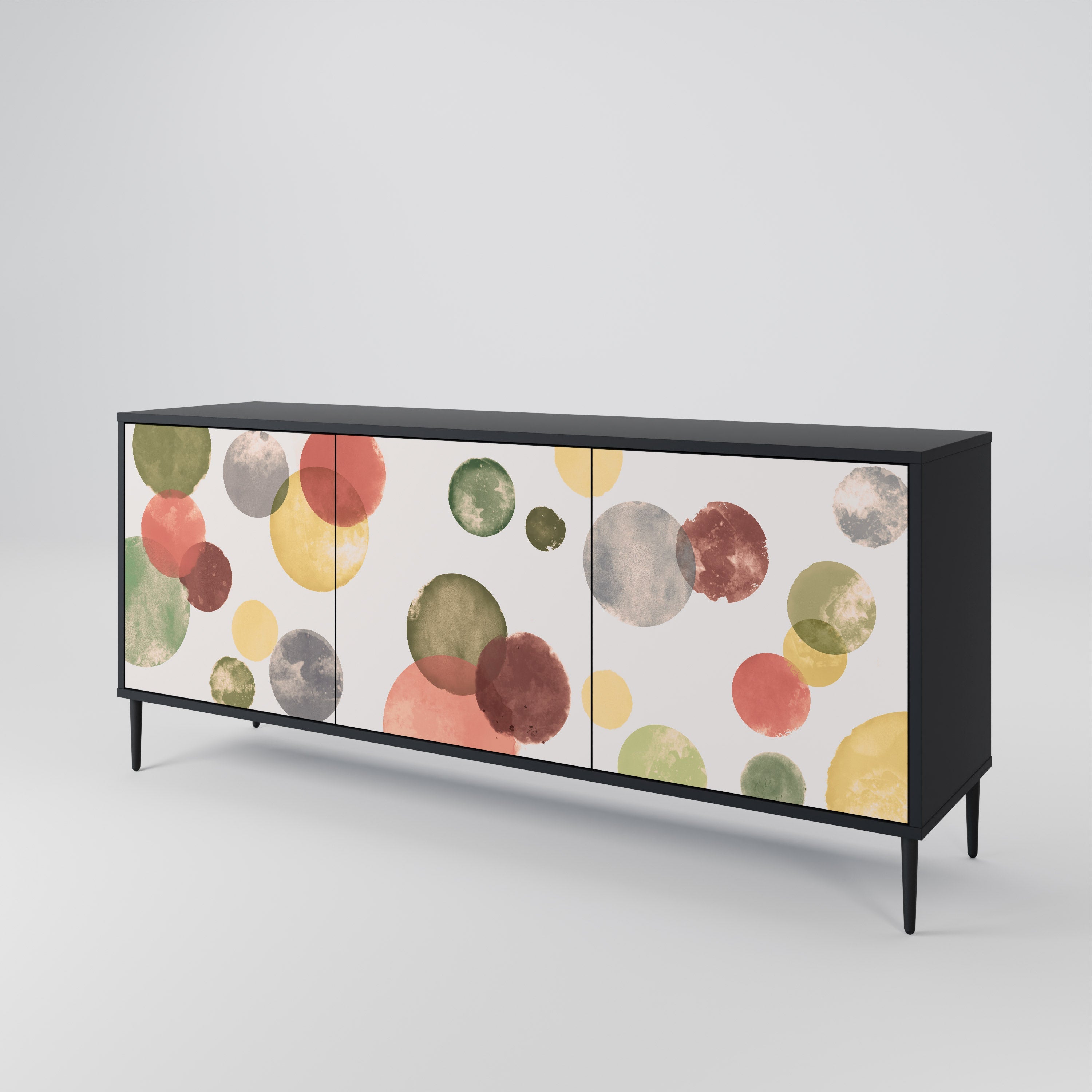 FLEETING HAPPINESS Aparador de 3 Portas em Acabamento Preto