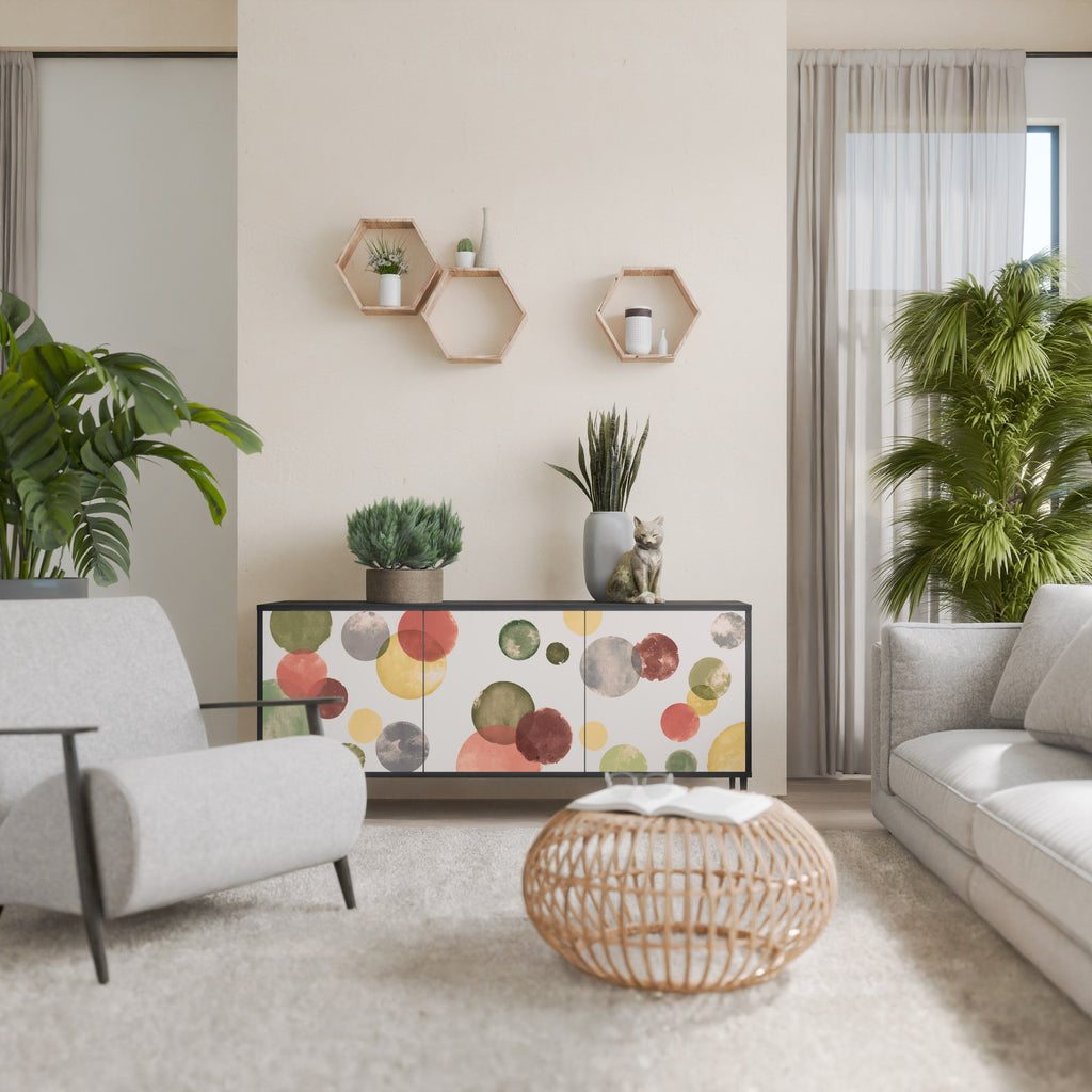 FLEETING HAPPINESS Aparador de 3 Portas em Acabamento Preto