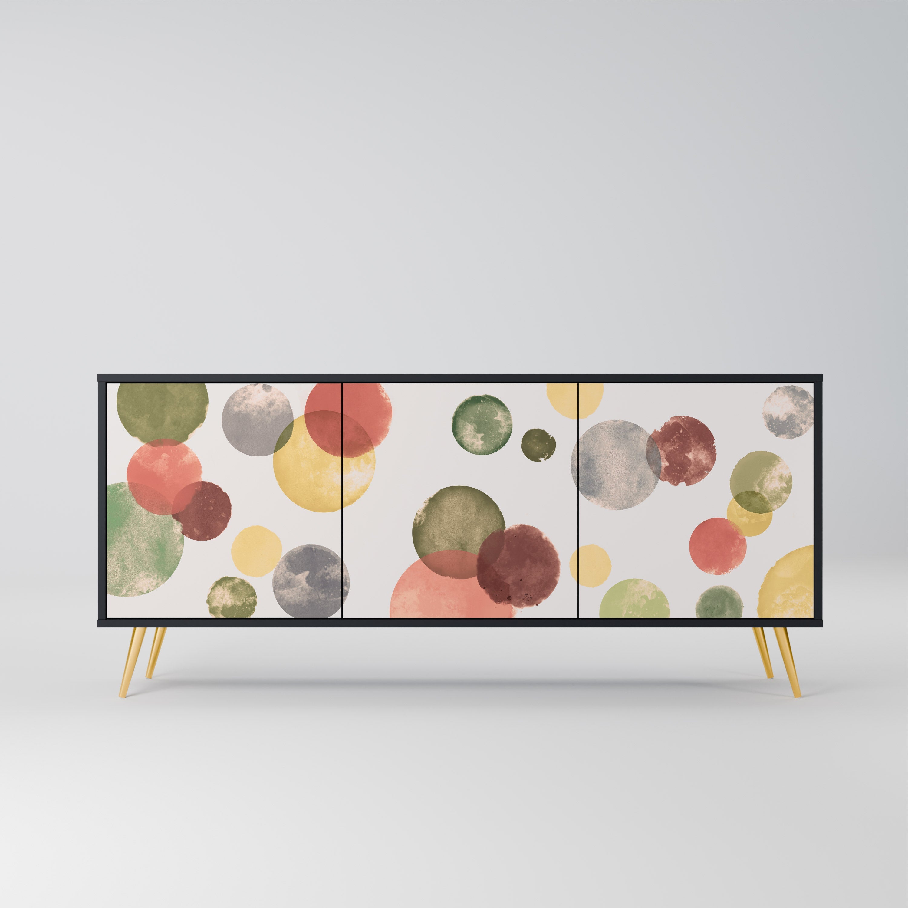 FLEETING HAPPINESS Aparador de 3 Portas em Acabamento Preto