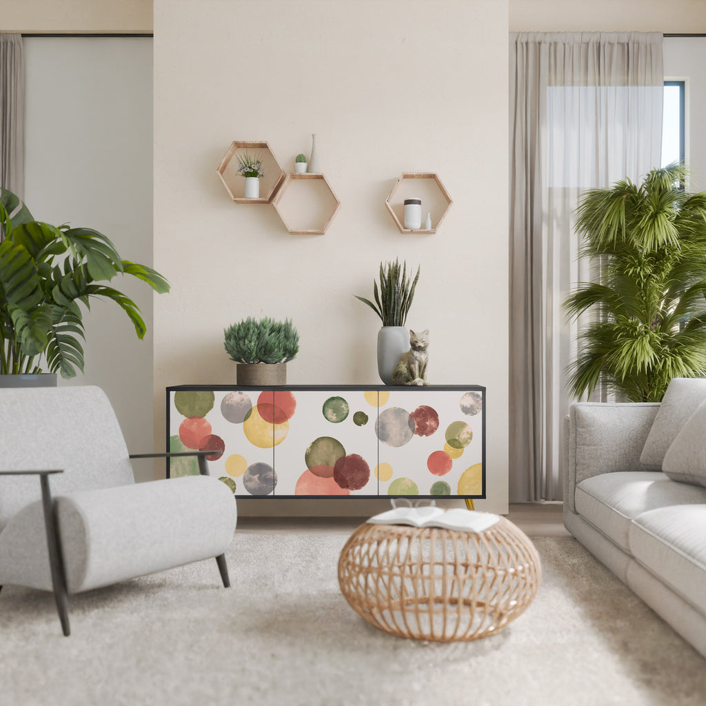 FLEETING HAPPINESS Aparador de 3 Portas em Acabamento Preto