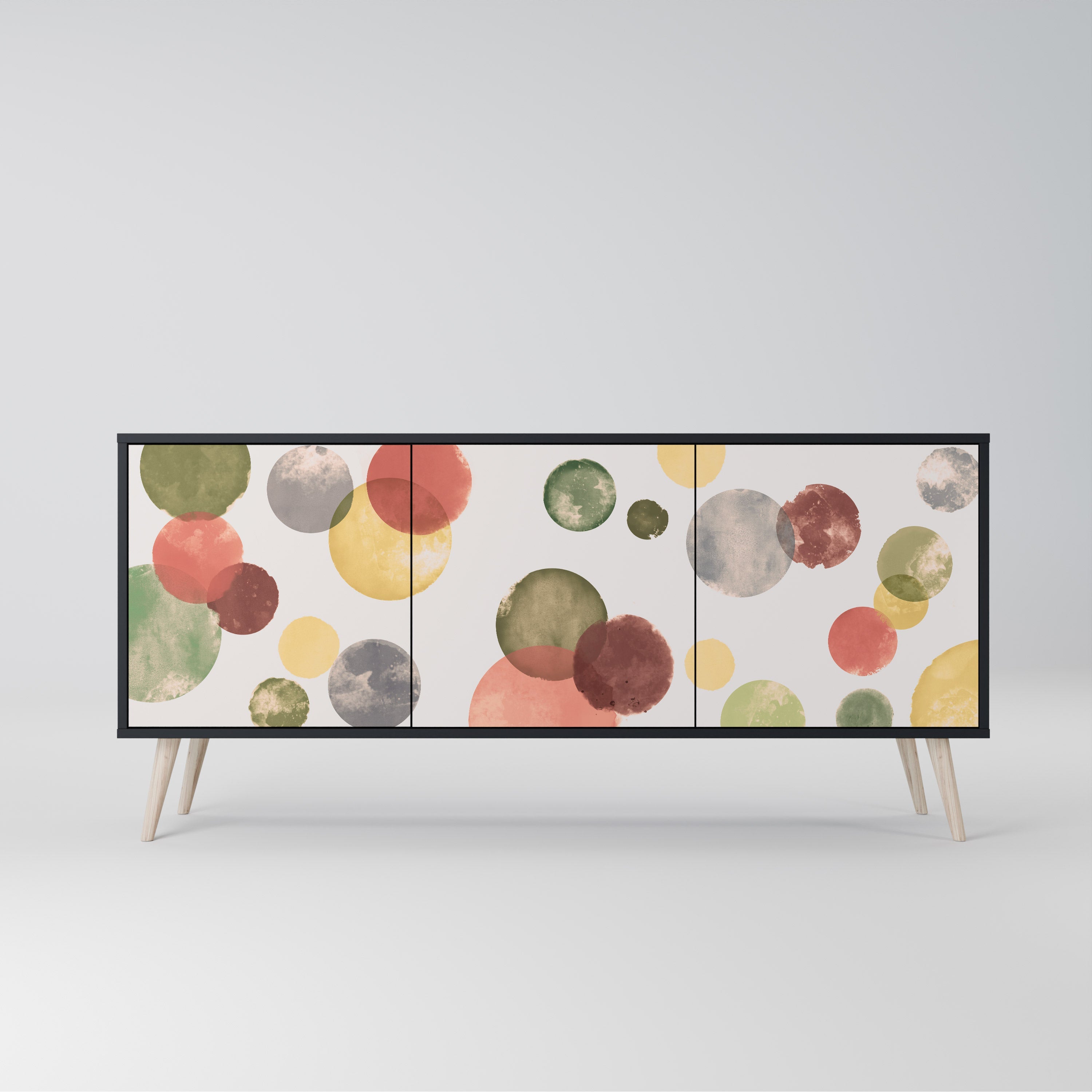 FLEETING HAPPINESS Aparador de 3 Portas em Acabamento Preto