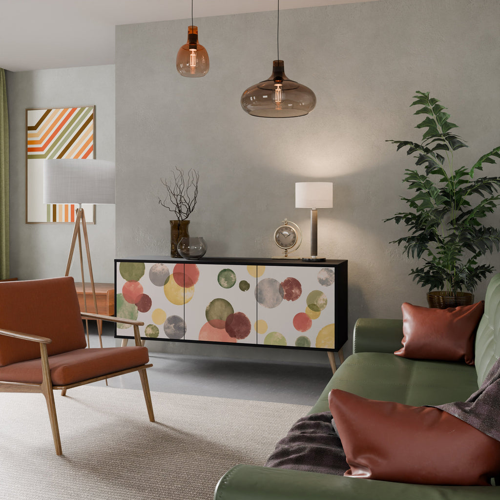 FLEETING HAPPINESS Aparador de 3 Portas em Acabamento Preto