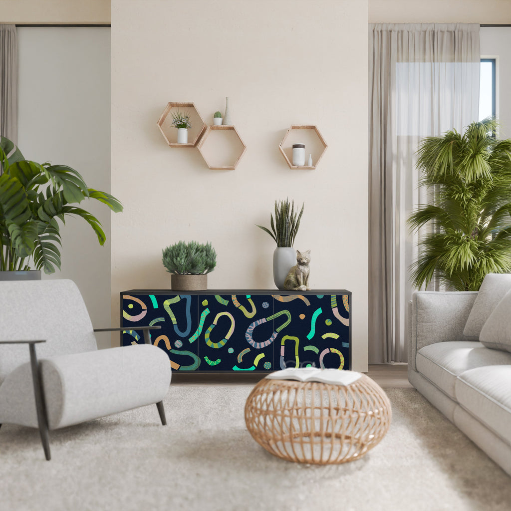 CONTRAST DANCE Aparador de 3 Portas em Acabamento Preto