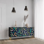 CONTRAST DANCE Aparador de 3 Portas em Acabamento Preto