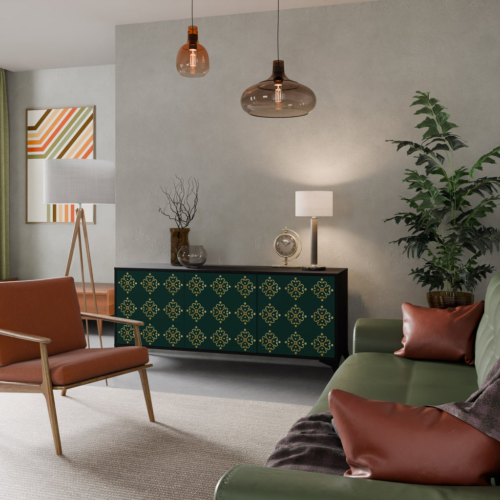 ROYAL MEDALLION 3-Door Sideboard in Black Finish