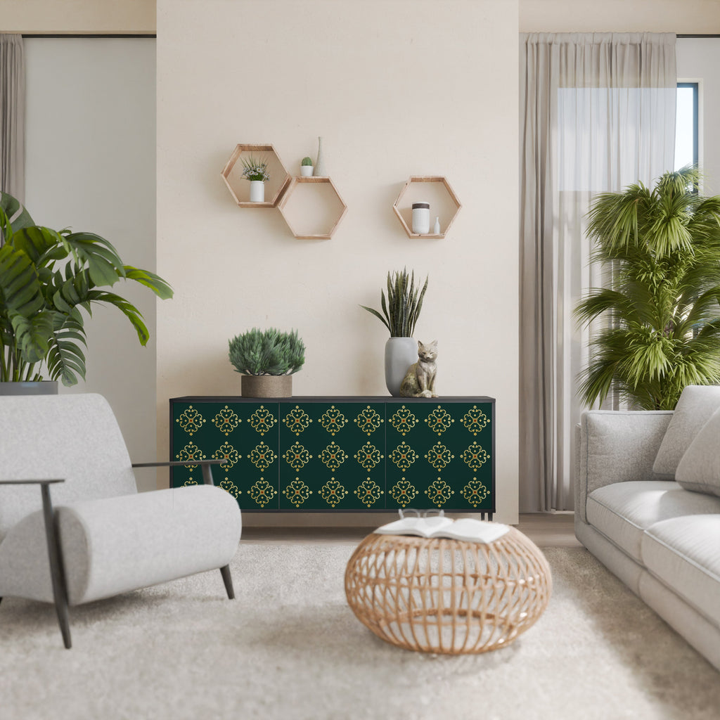 ROYAL MEDALLION 3-Door Sideboard in Black Finish