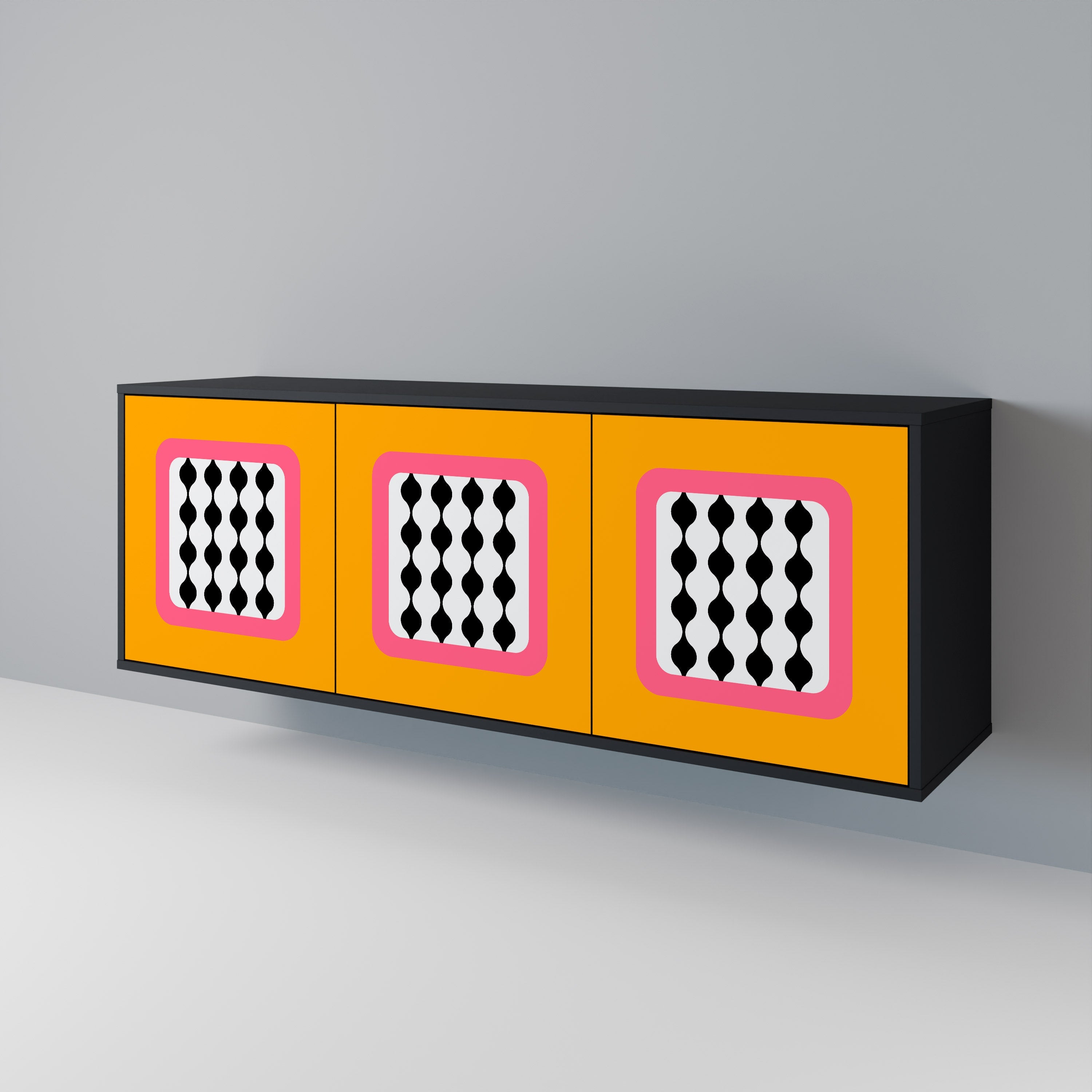 TEARS IN HEAVEN Aparador de 3 Portas em Acabamento Preto