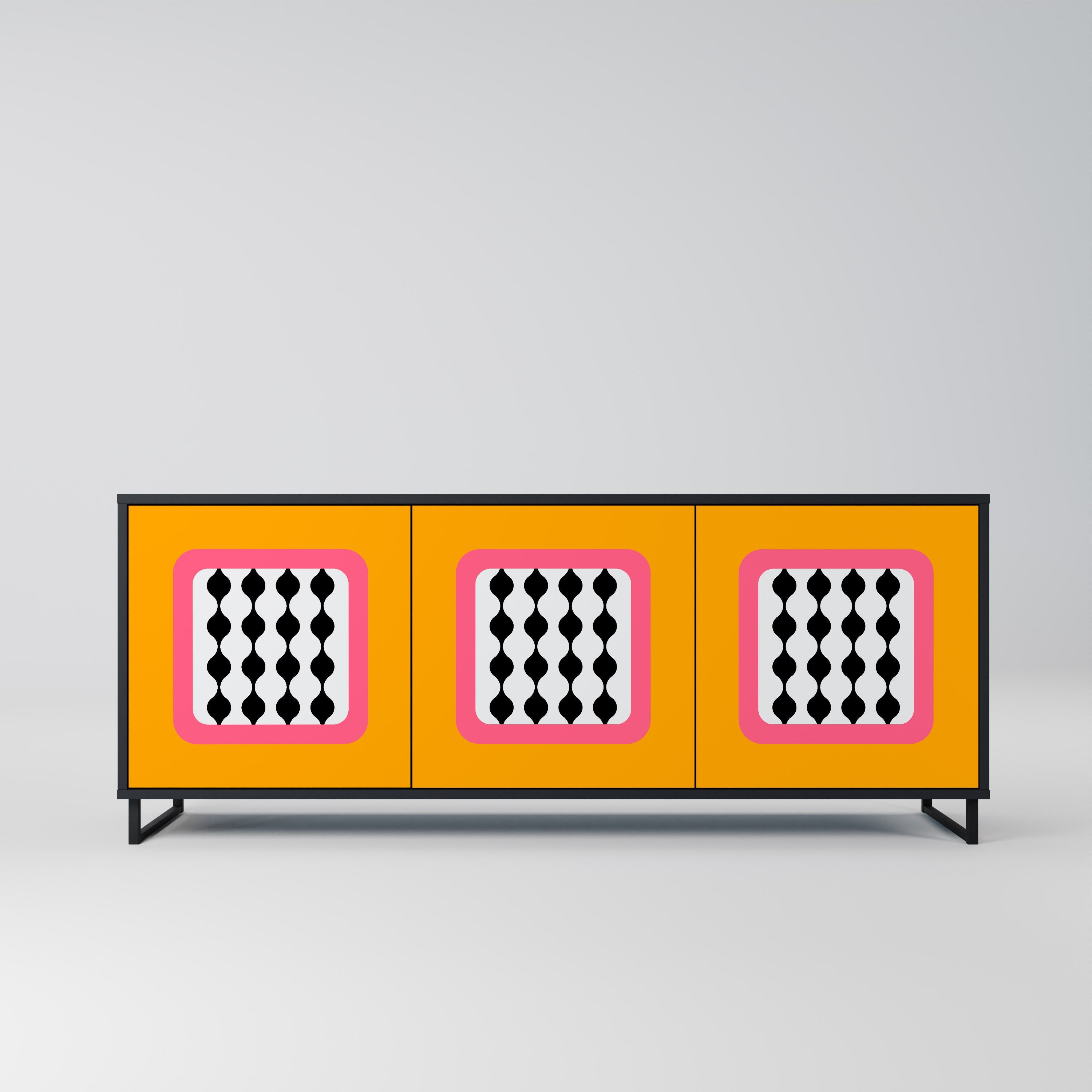 TEARS IN HEAVEN Aparador de 3 Portas em Acabamento Preto