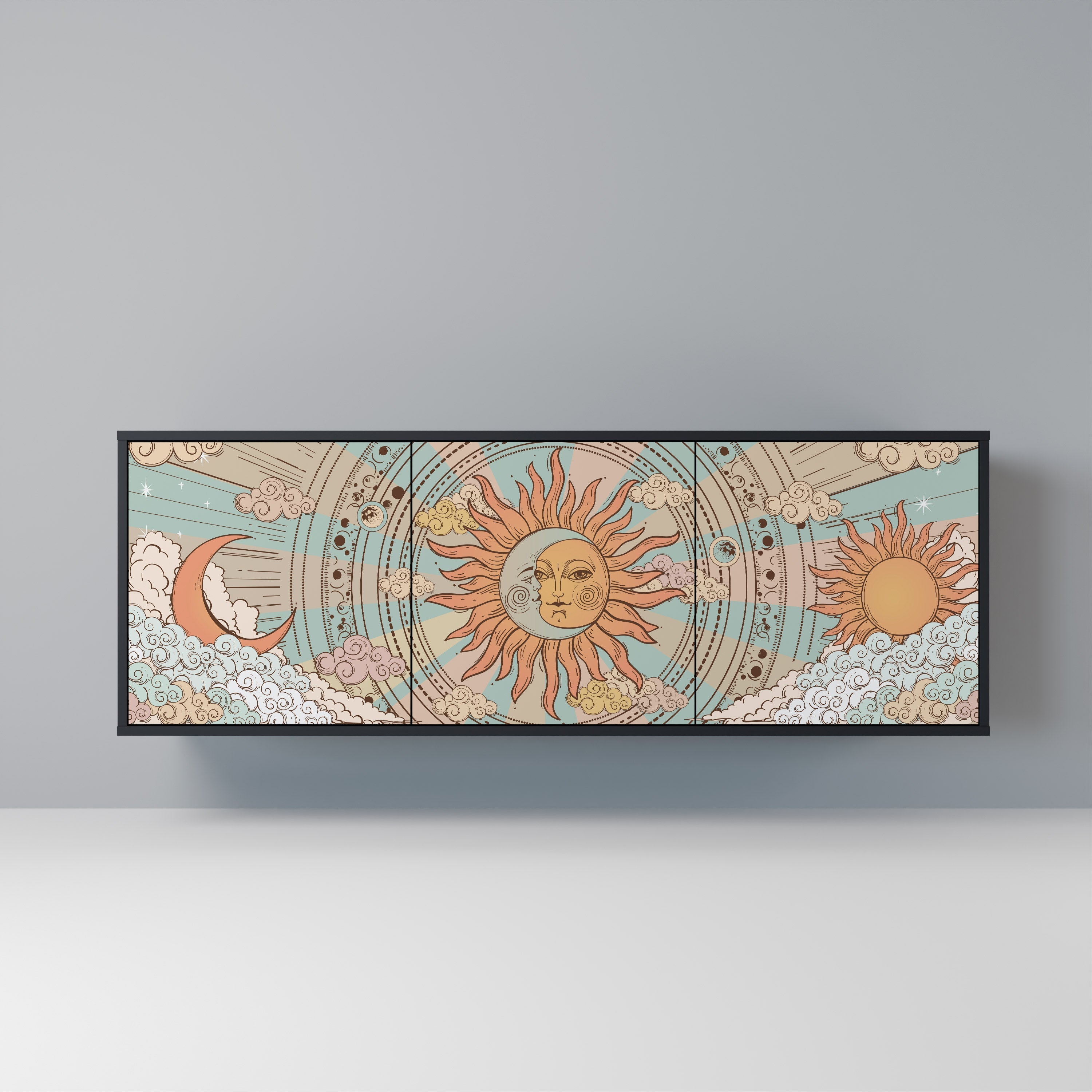 MYSTICAL STRUCTURE Aparador de 3 Portas em Acabamento Preto