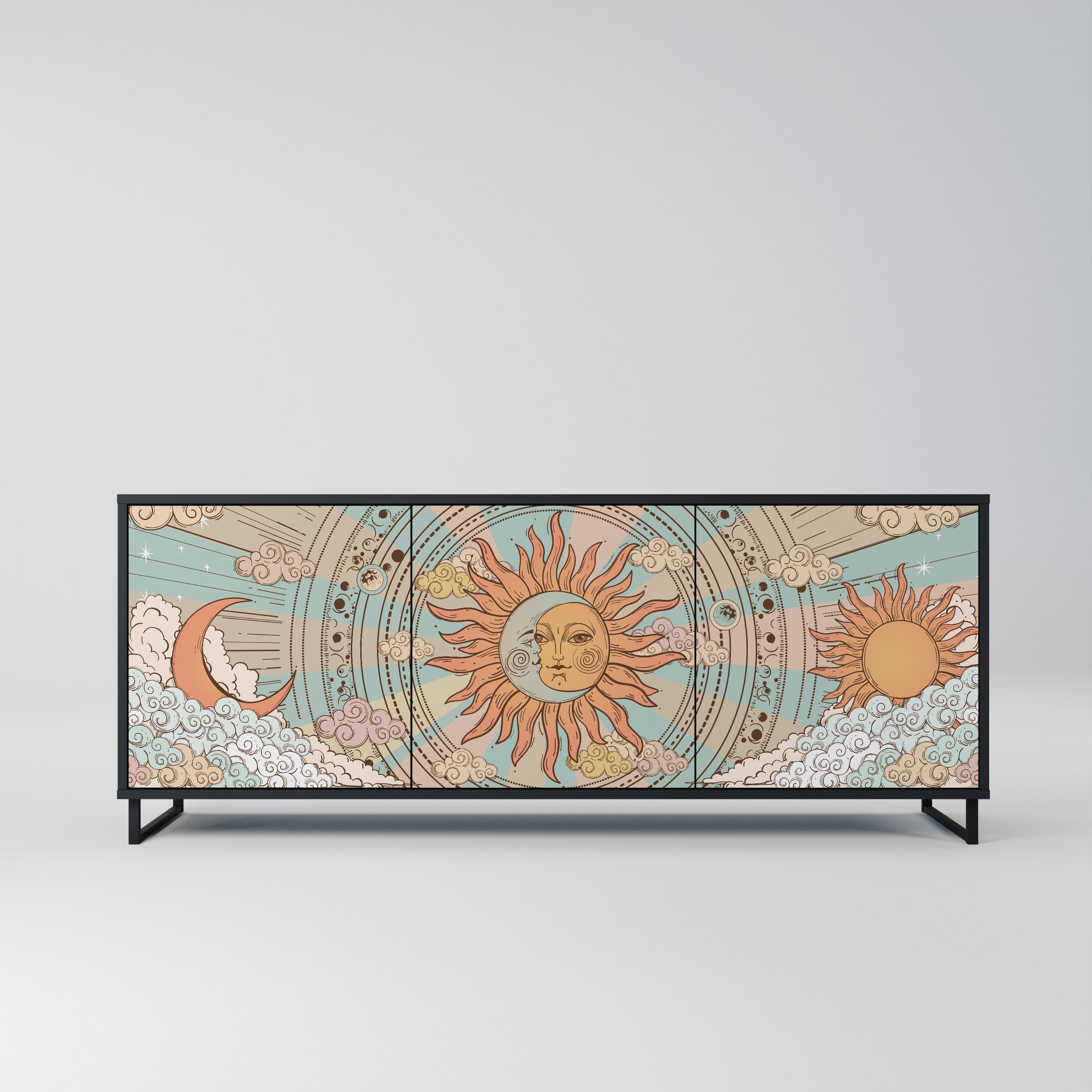 MYSTICAL STRUCTURE Aparador de 3 Portas em Acabamento Preto