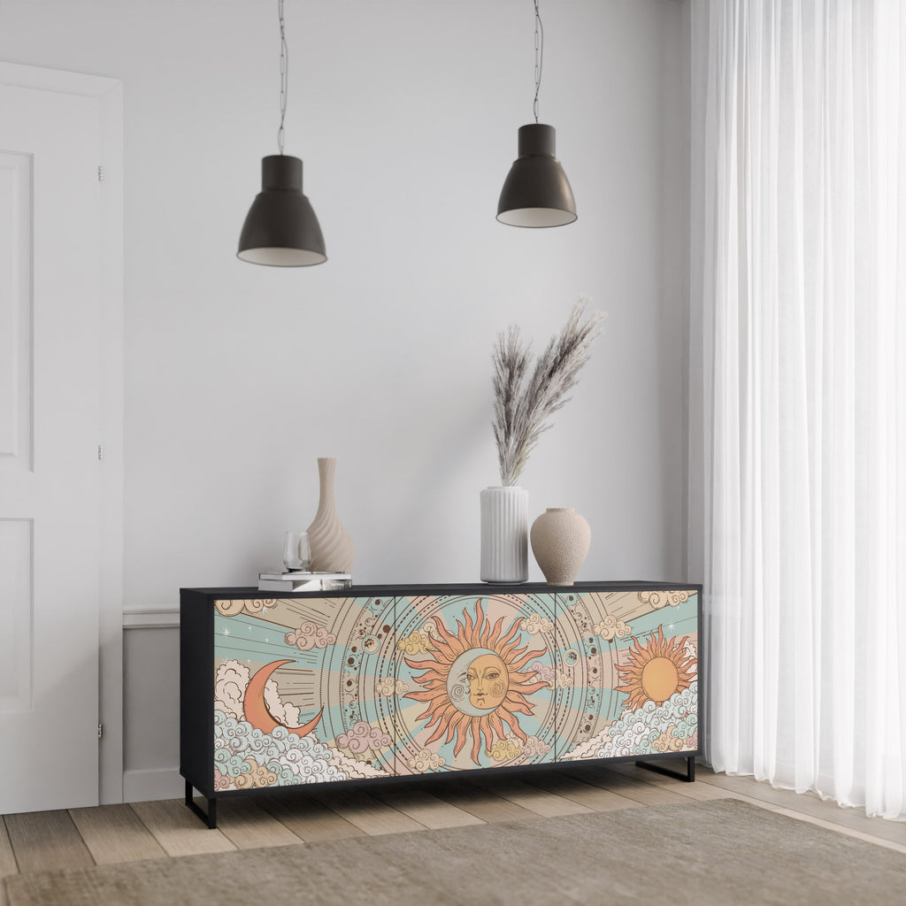 MYSTICAL STRUCTURE 3-Door Sideboard in Black Finish