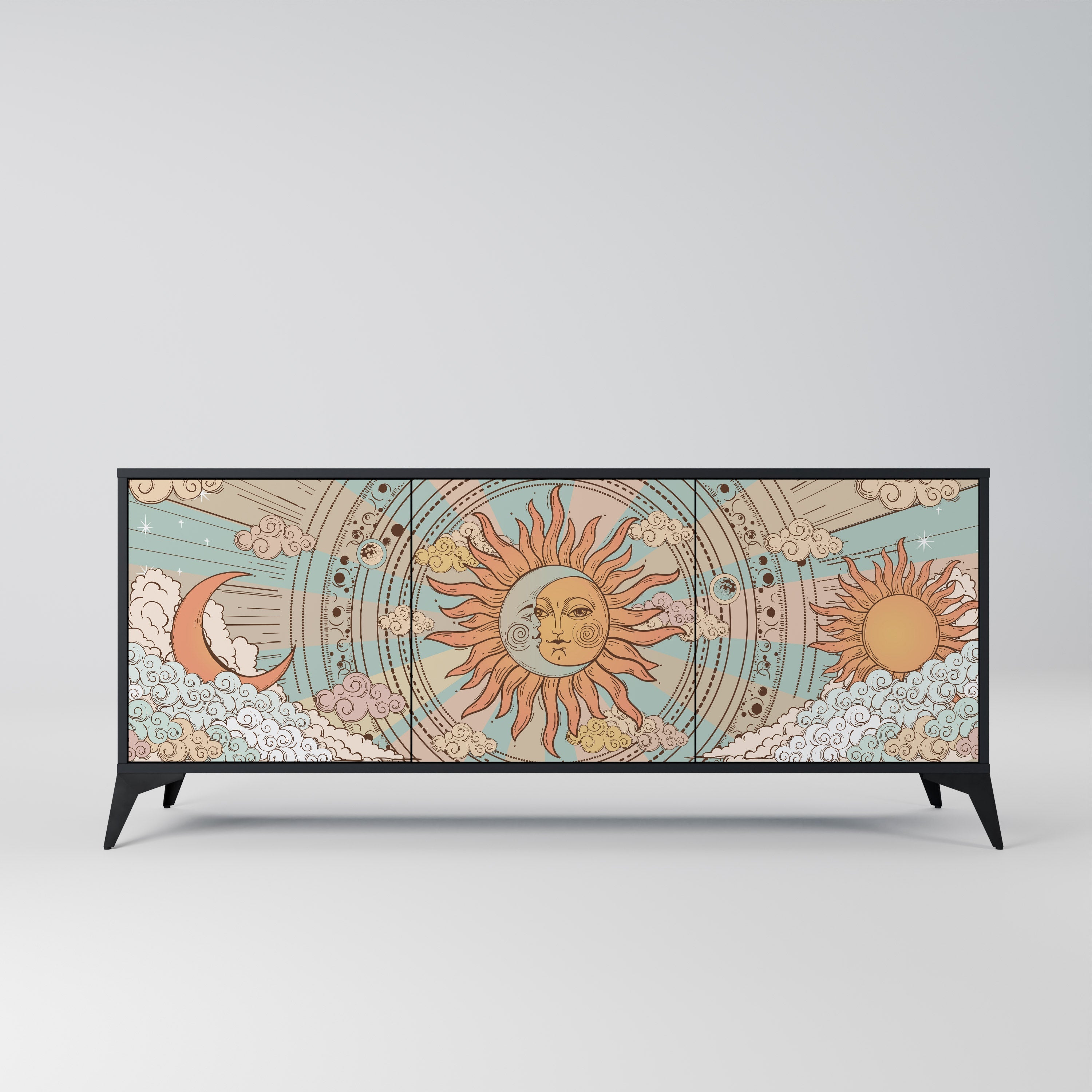 MYSTICAL STRUCTURE Aparador de 3 Portas em Acabamento Preto