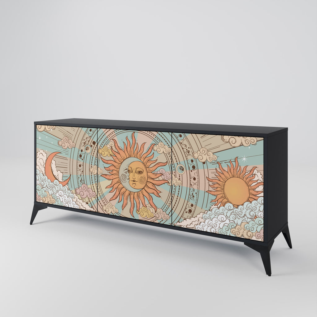 MYSTICAL STRUCTURE 3-Door Sideboard in Black Finish