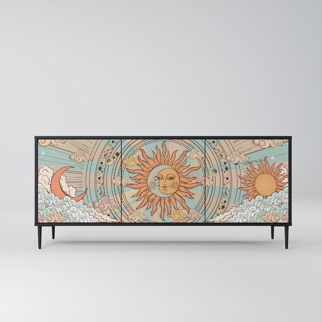 MYSTICAL STRUCTURE 3-Door Sideboard in Black Finish