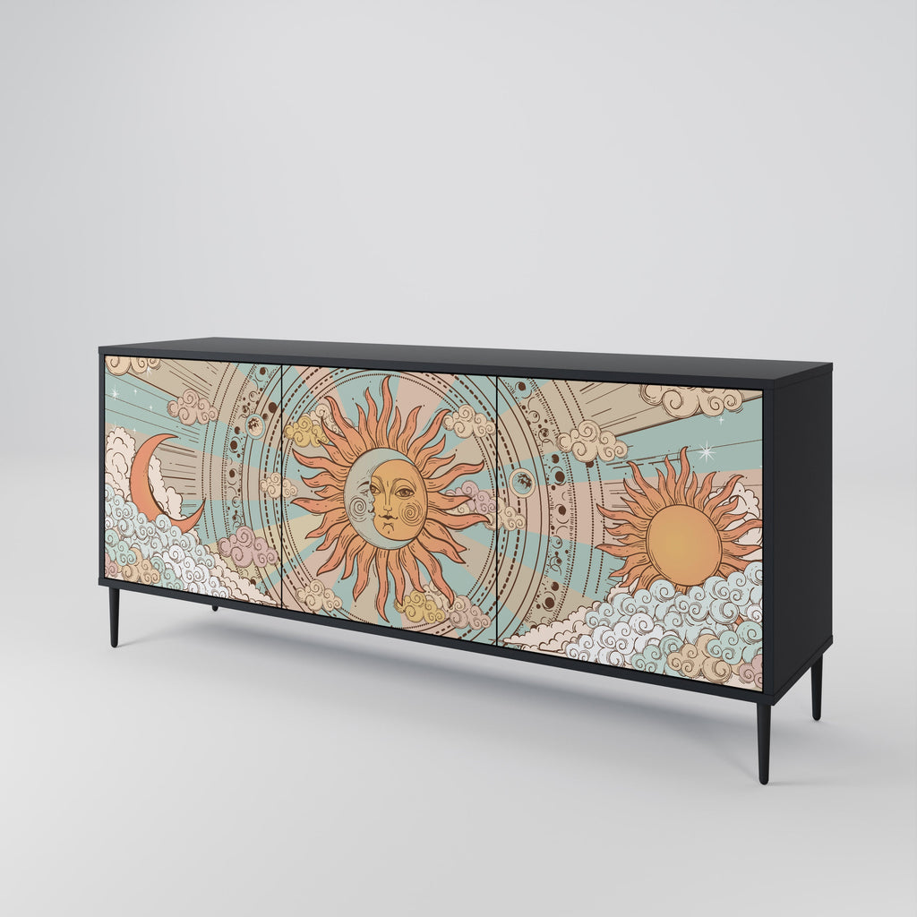 MYSTICAL STRUCTURE 3-Door Sideboard in Black Finish