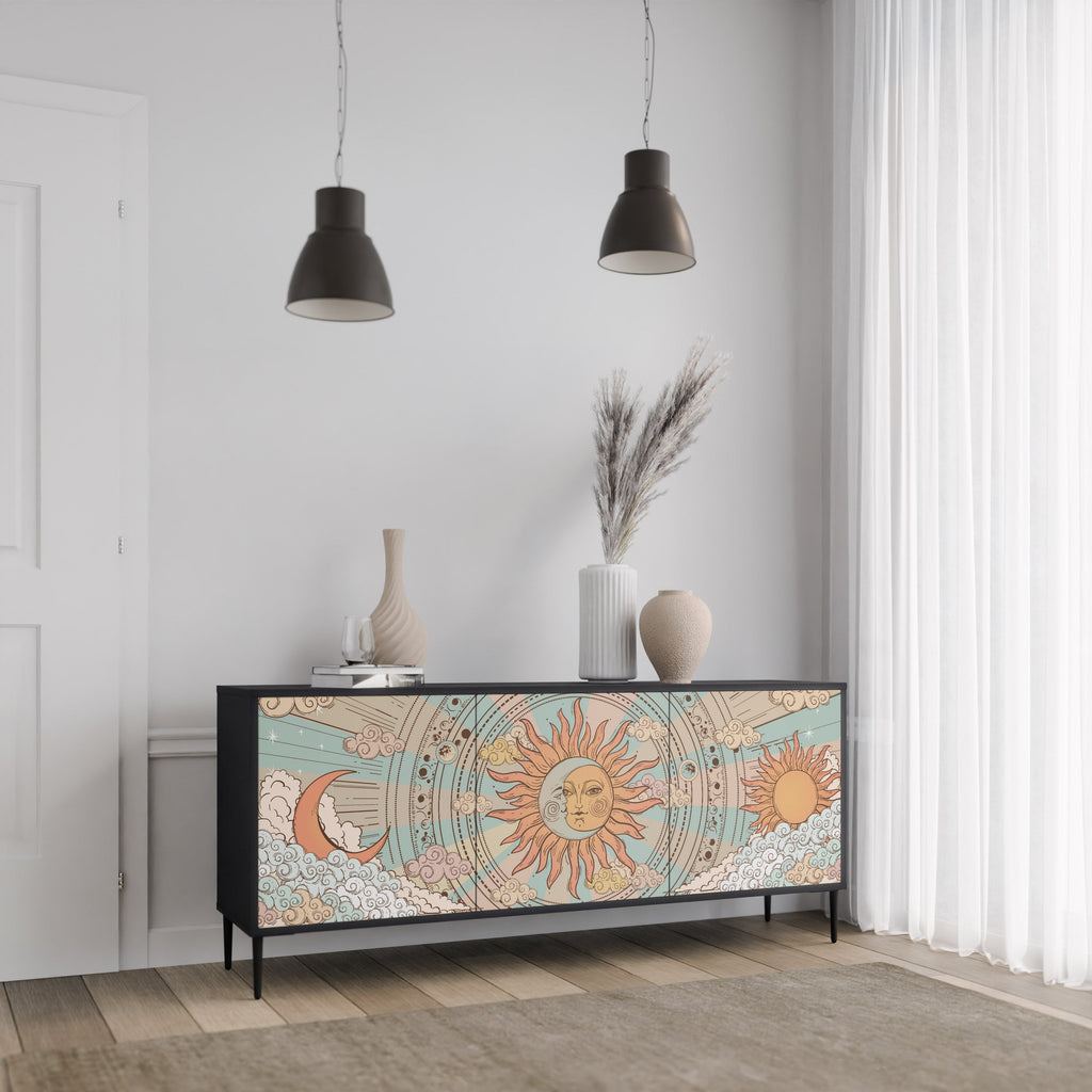 MYSTICAL STRUCTURE 3-Door Sideboard in Black Finish