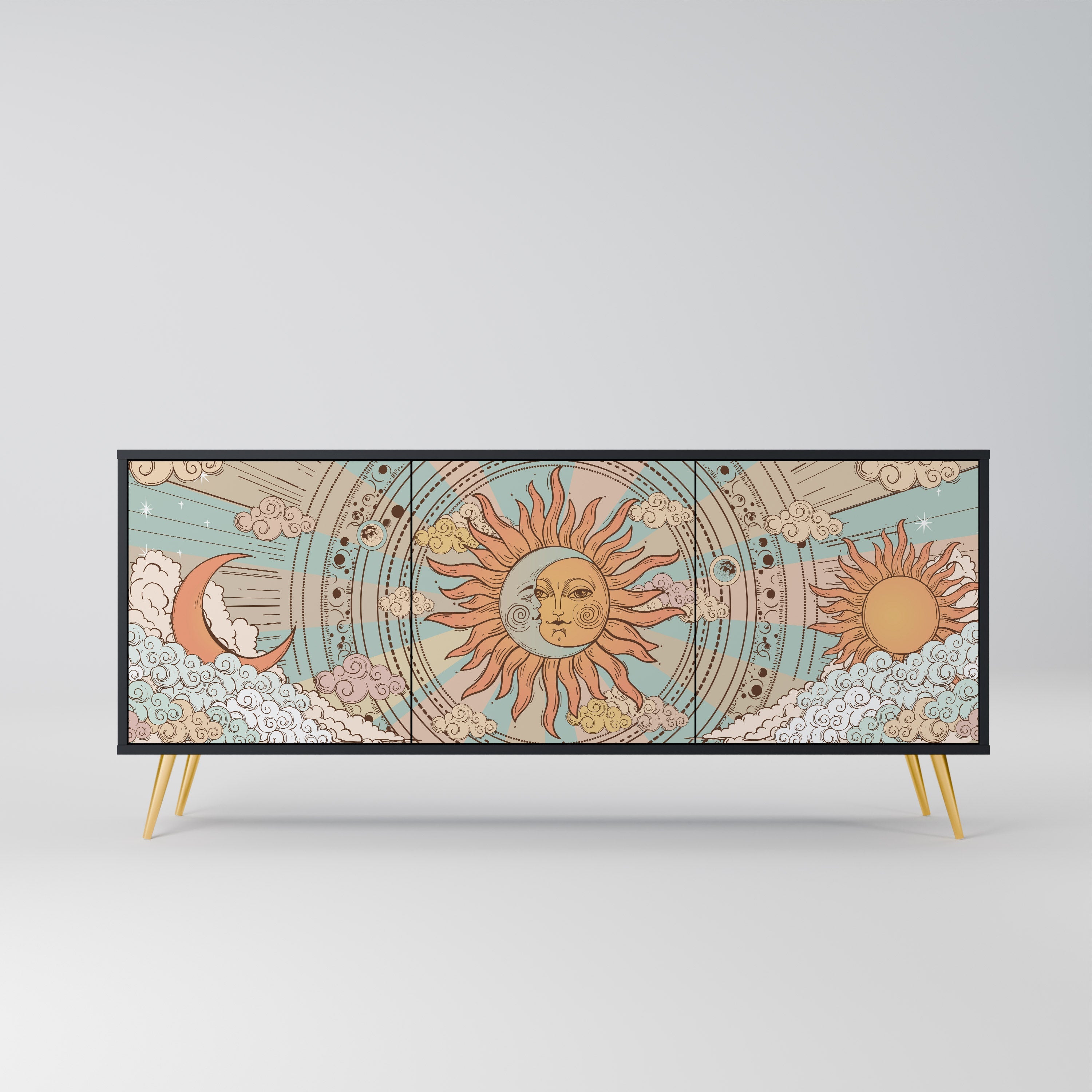 MYSTICAL STRUCTURE Aparador de 3 Portas em Acabamento Preto